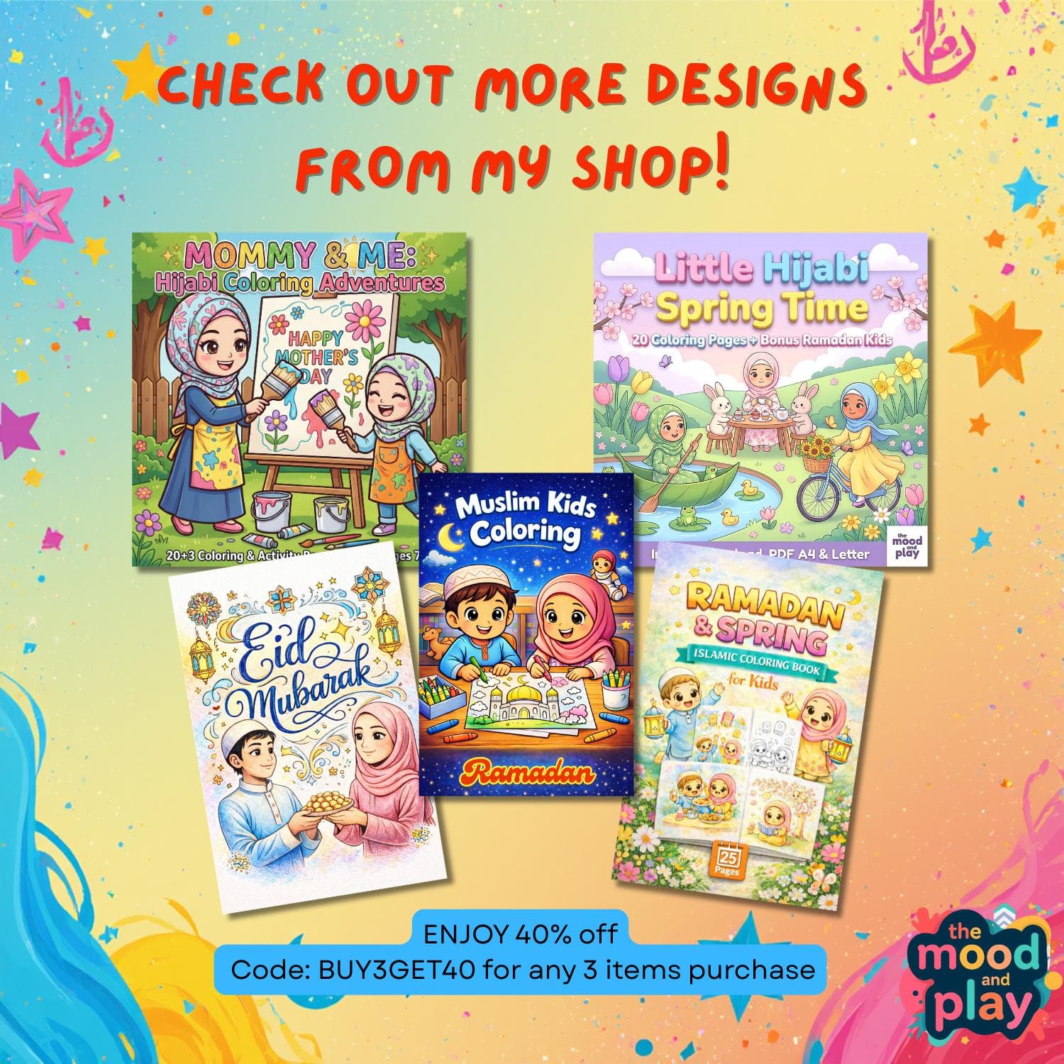 Hijabi Girl Spring Coloring Pages| Muslim Kids Ramadan Bonus (PDF Download) - image 2