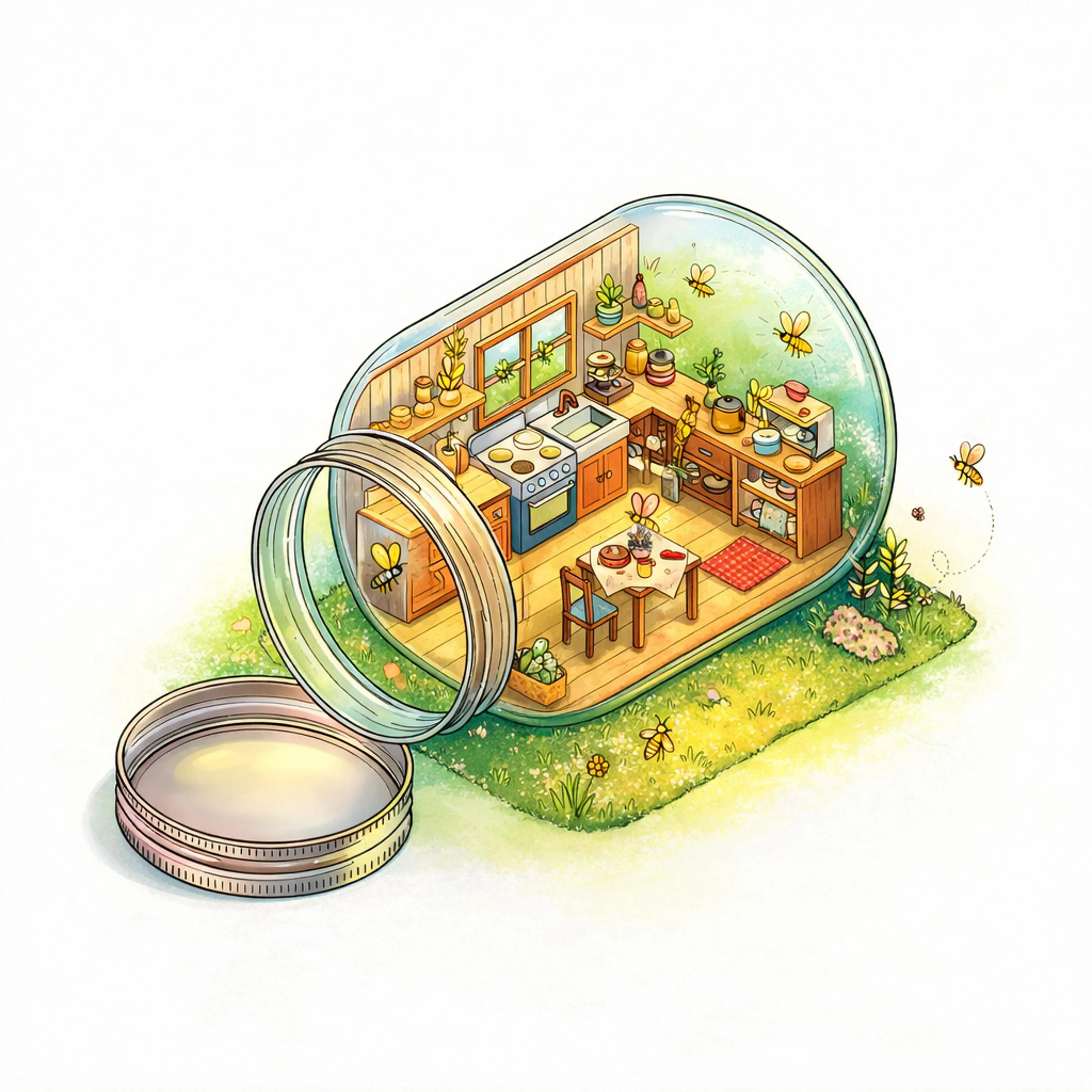 Isometric Tiny Spring Habitats Coloring Book, Miniature Fantasy Homes (Adult Coloring PDF) - image 3