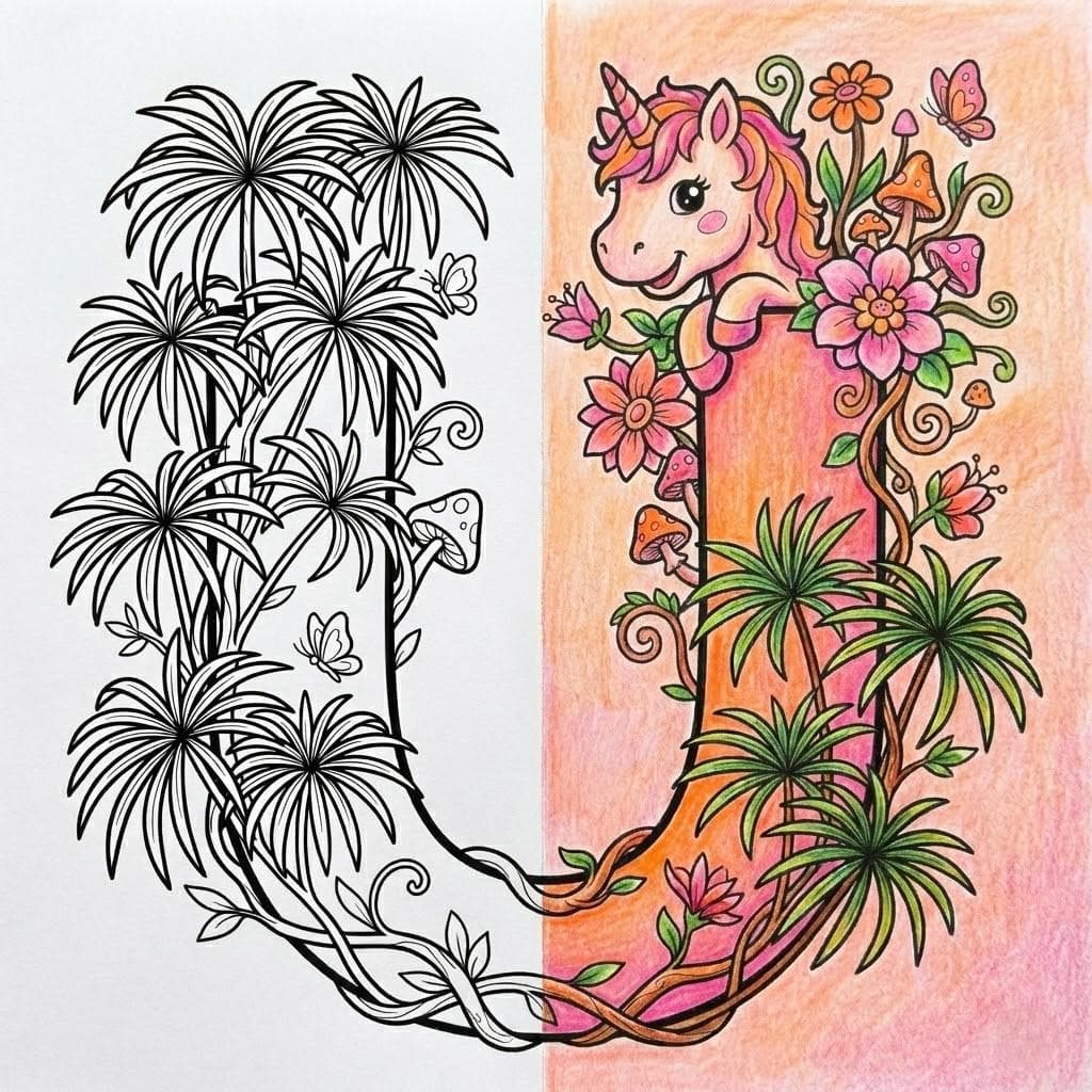 Flower Alphabet Coloring Pages for Kids Adults | 26 Animal ABCs Printable Book | Amazon KDP Commercial Use POD PDF Letter Square Interior - image 4