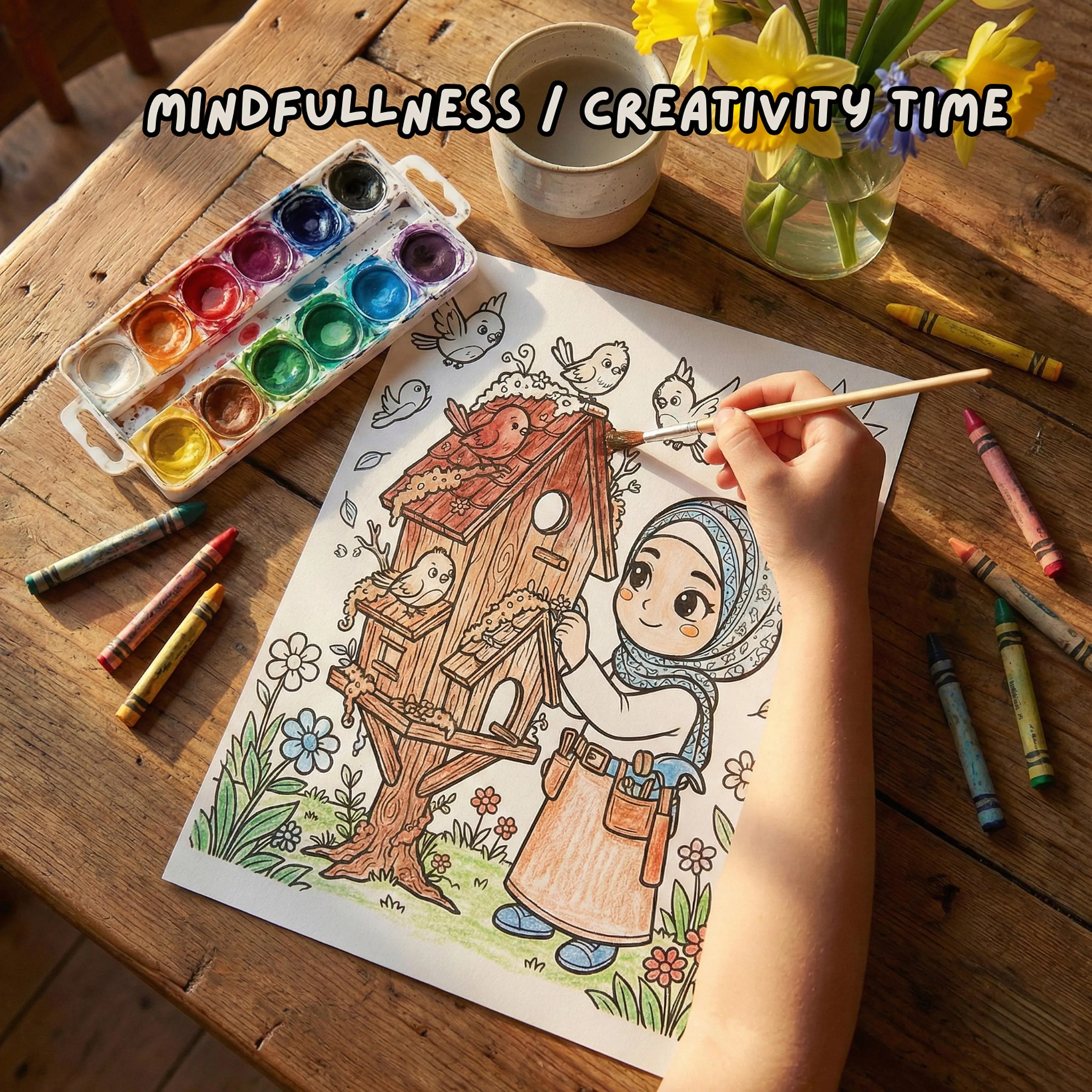 Hijabi Girl Spring Coloring Pages| Muslim Kids Ramadan Bonus (PDF Download) - image 5