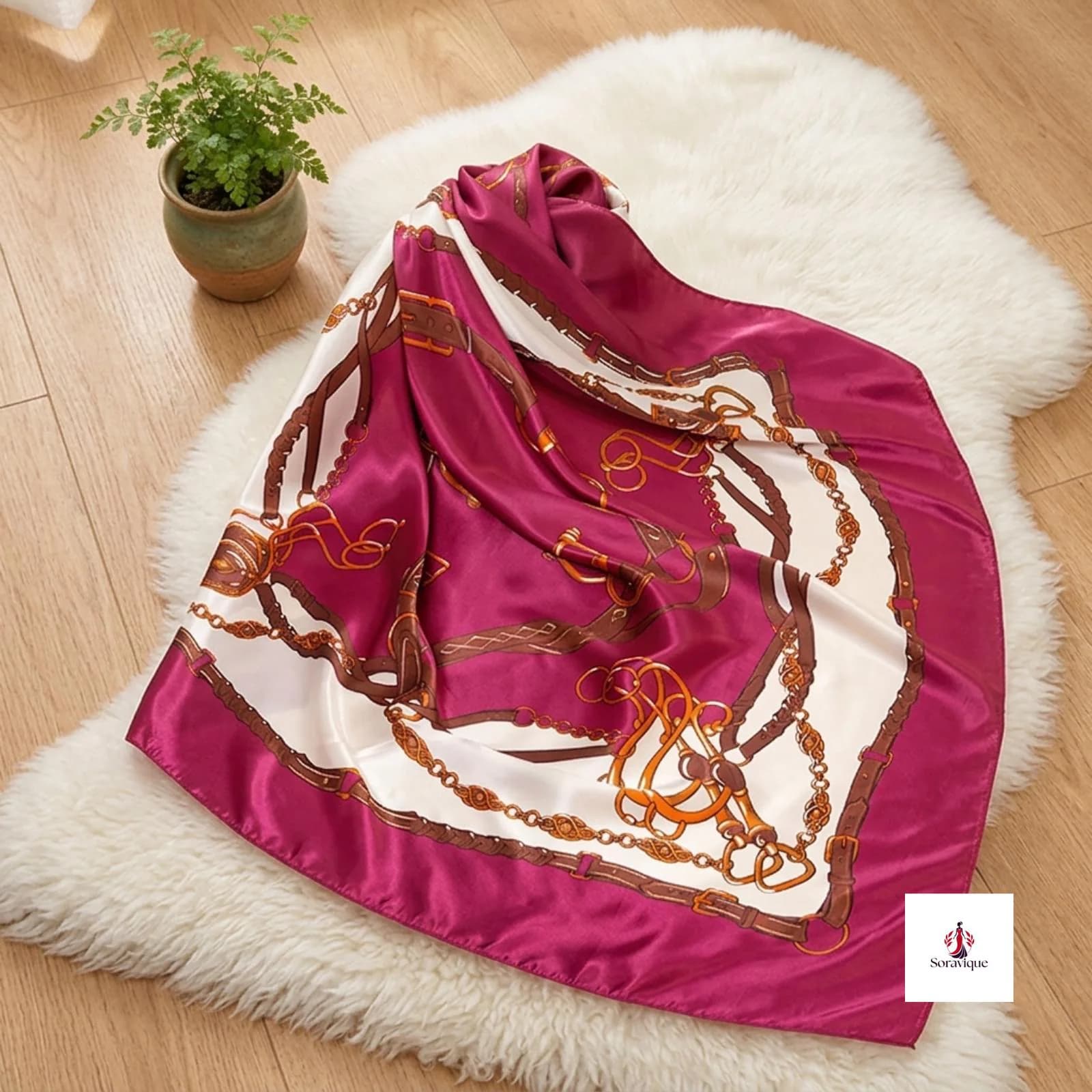 Printed Polyester Square Scarf, Women's Fashion Accessory (90 x 90 cm)