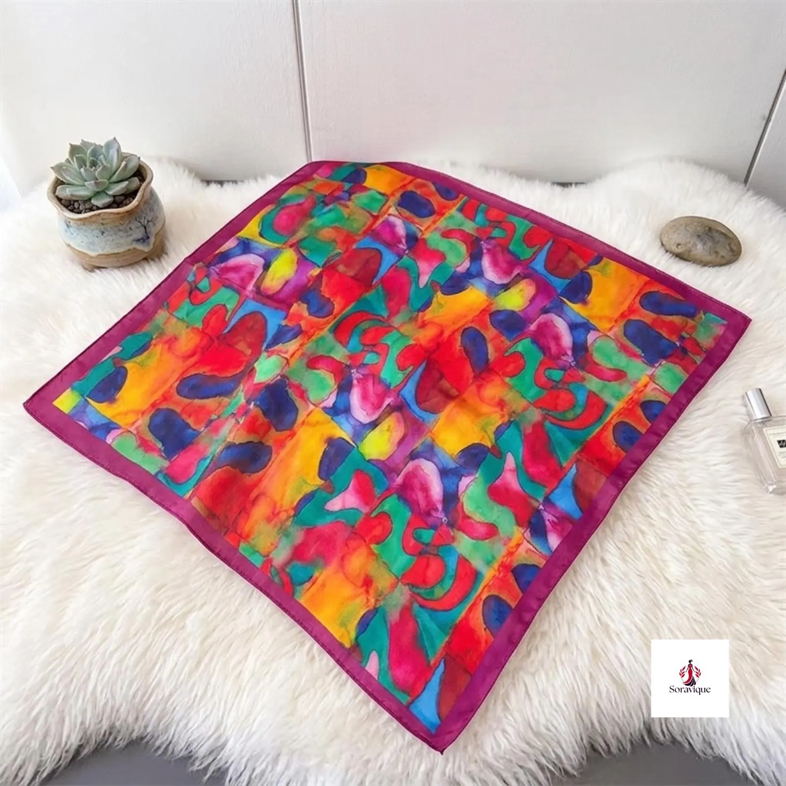 Printed Polyester Square Scarf, 70x70cm, Women's Hair Scarf, Head Wrap, Neckerchief