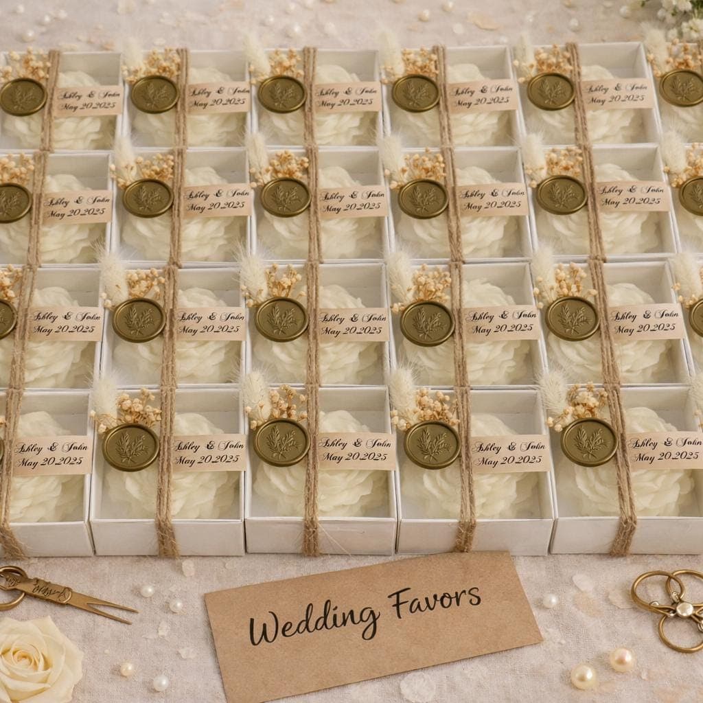 Personalized Rose Candle Wedding Favors, Floral Gift Box - image 4