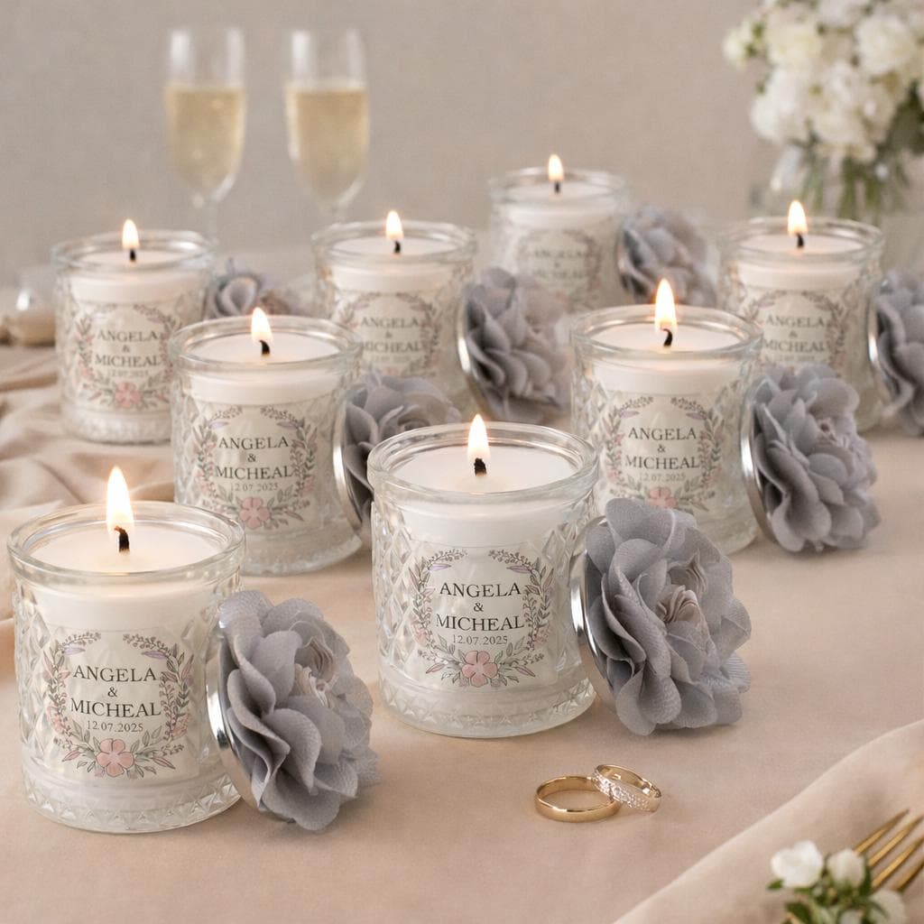 Custom Wedding Candle Favor, Personalized Glass Candle with Names and Date, Elegant Wedding Table Decor, Romantic Bridal Decor - image 4