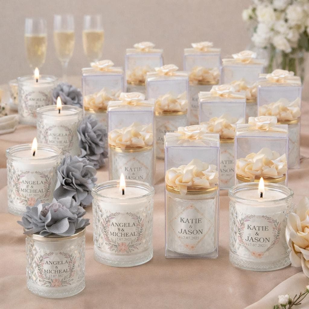Custom Wedding Candle Favor, Personalized Glass Candle with Names and Date, Elegant Wedding Table Decor, Romantic Bridal Decor - image 3