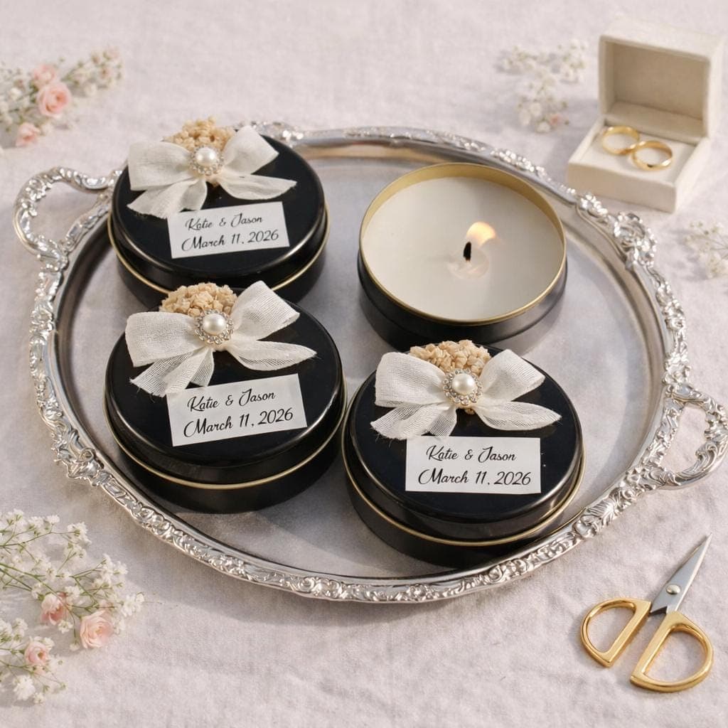 Elegant Black Candle Wedding Favor, Personalized Guest Gift - image 4