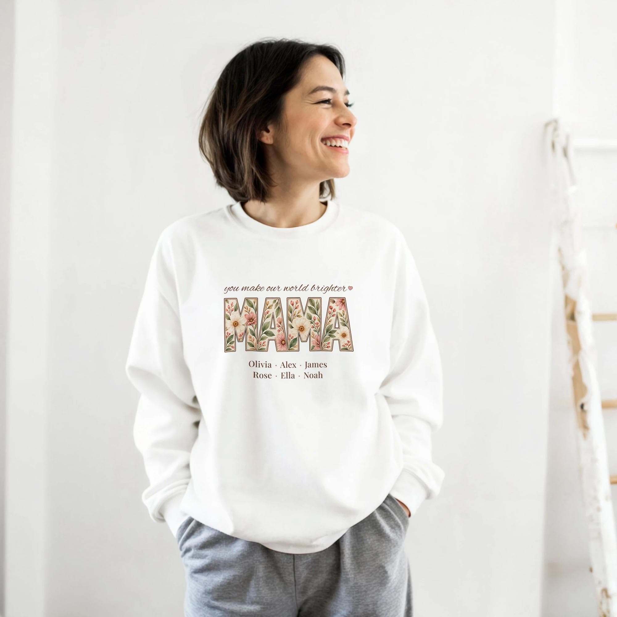 Personalized Floral Mama Sweatshirt, Custom Names, Soft Cotton Crewneck (Made to Order) - image 4