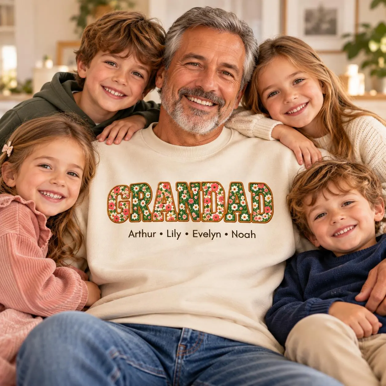 Personalized Floral Grandad Sweatshirt, Custom Grandkids Names, Gift for Grandpa - image 4