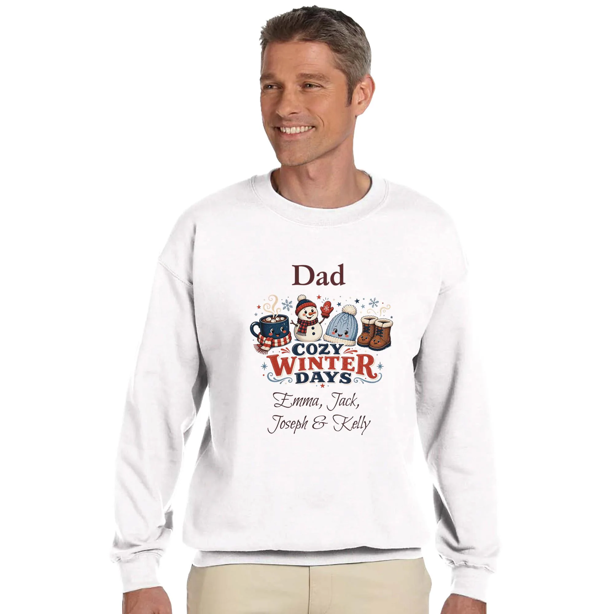 Personalized Dad Sweatshirt, Cozy Winter Days, Kids Names - image 3