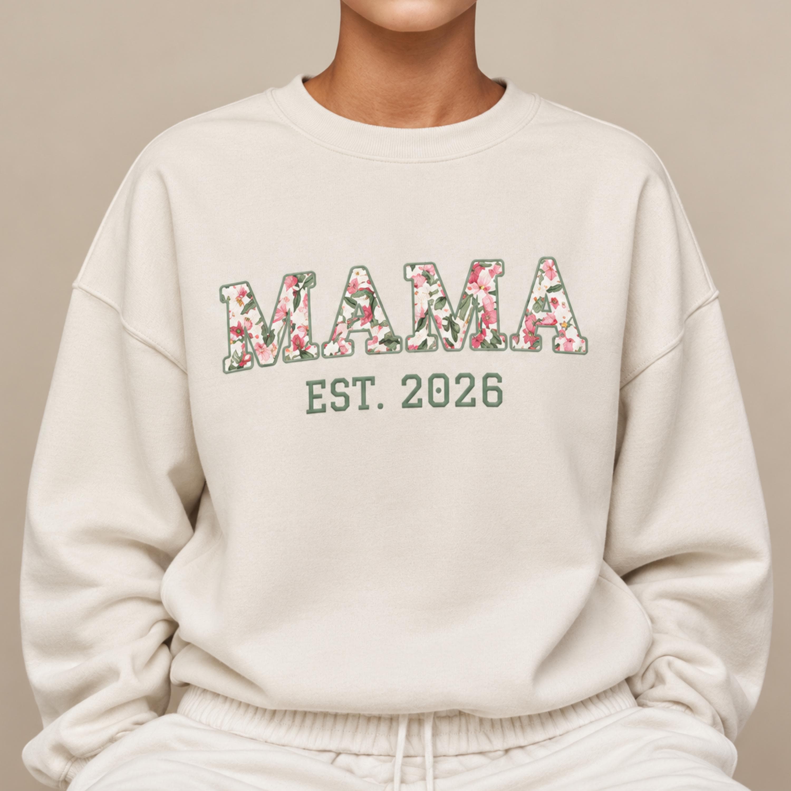 Personalized Floral Mama Sweatshirt, Custom Mom Crewneck with Kids Names (Gift for Mom)
