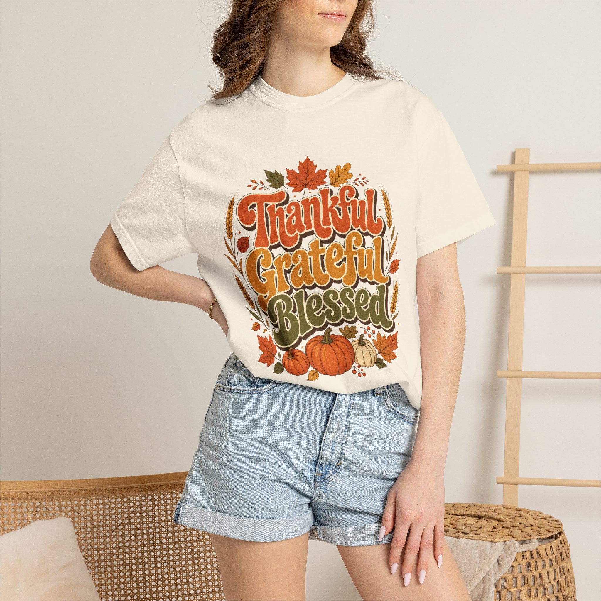 Thankful Grateful Blessed Shirt, Retro Fall T-Shirt, Thanksgiving Pumpkin Tee, Autumn Family Shirt, Comfort Colors Tee - image 5