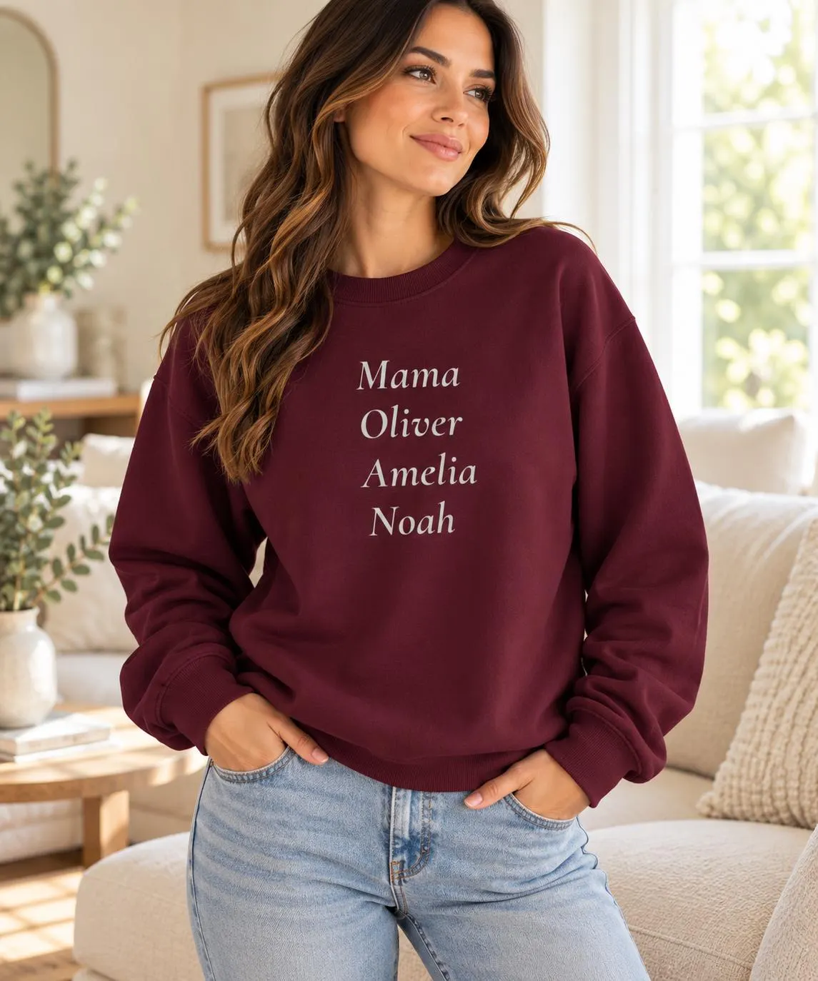 Personalized Mama Sweatshirt with Kids Names, Custom Mom Crewneck, Mother's Day Gift, New Mom Gift, Mama Sweater