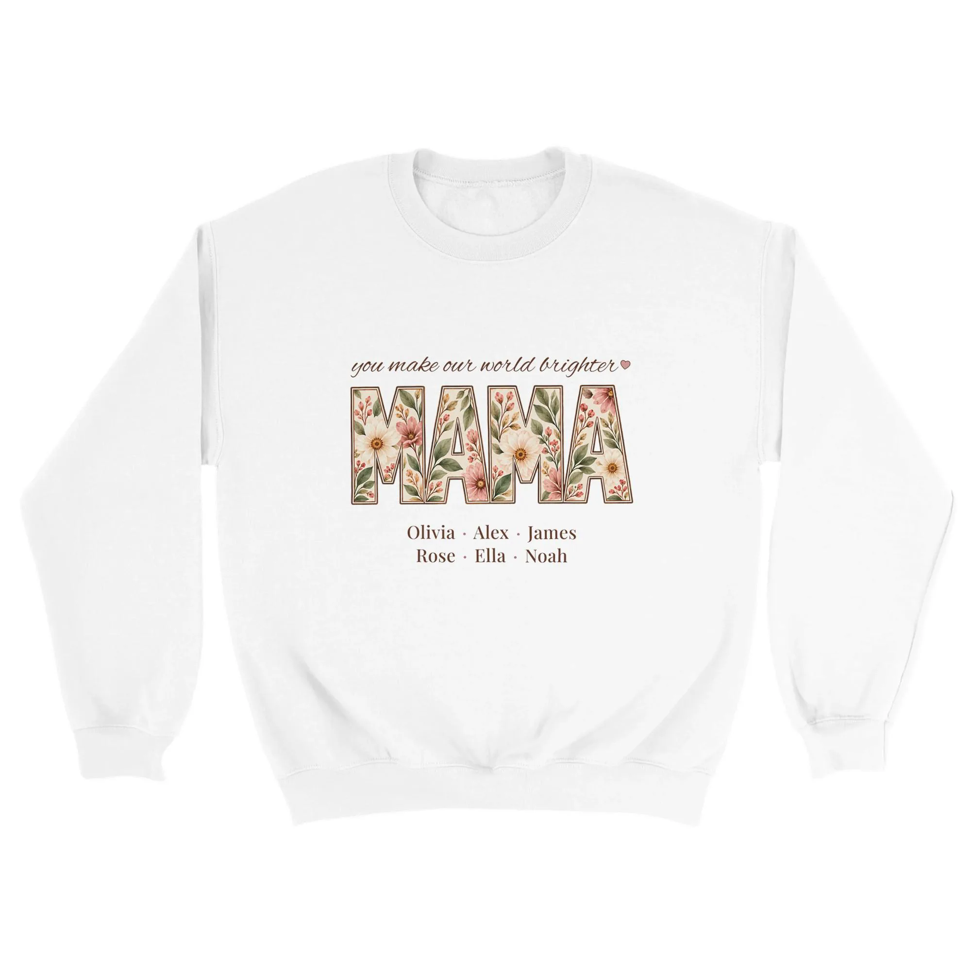 Personalized Floral Mama Sweatshirt, Custom Names, Soft Cotton Crewneck (Made to Order) - image 5