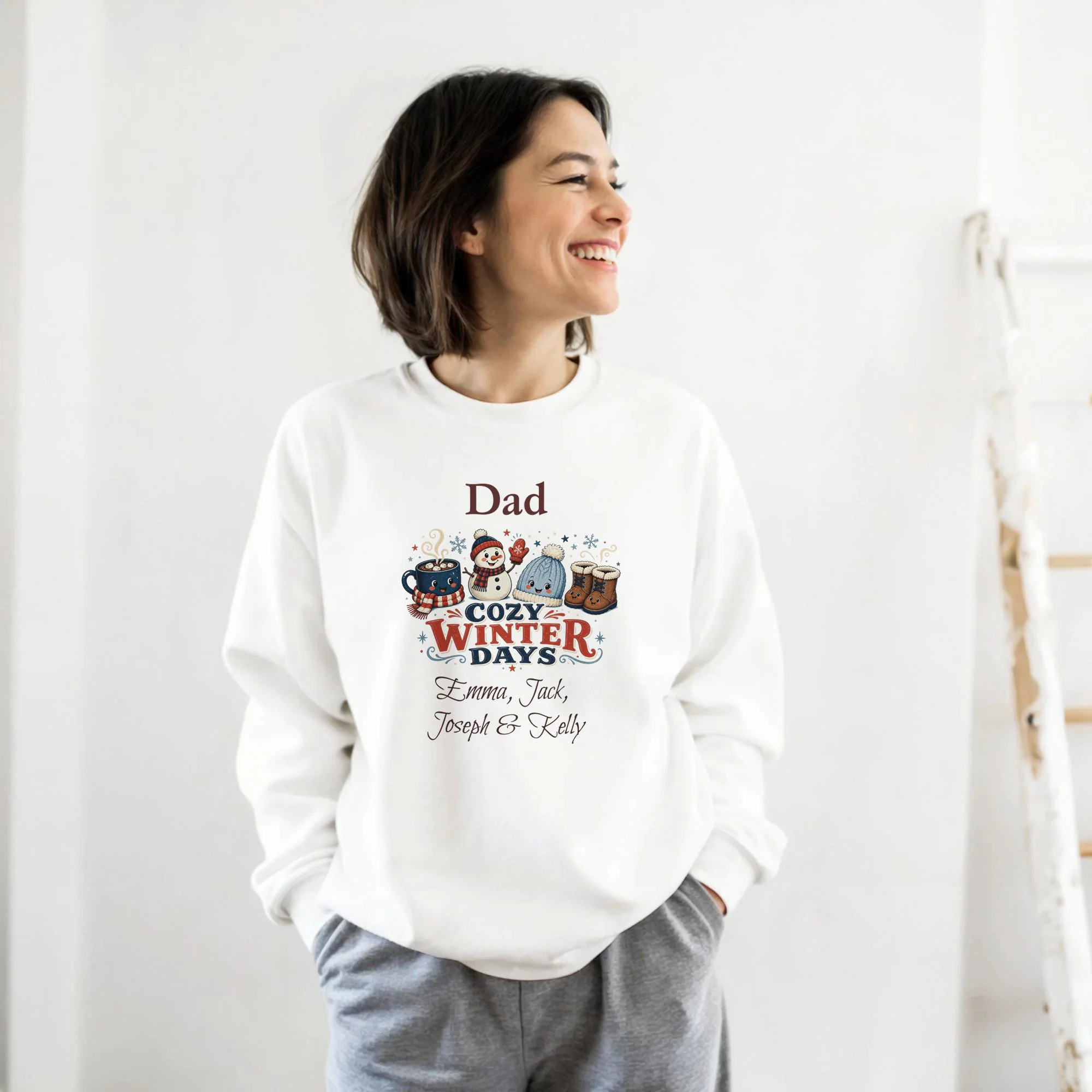 Personalized Dad Sweatshirt, Cozy Winter Days, Kids Names - image 5