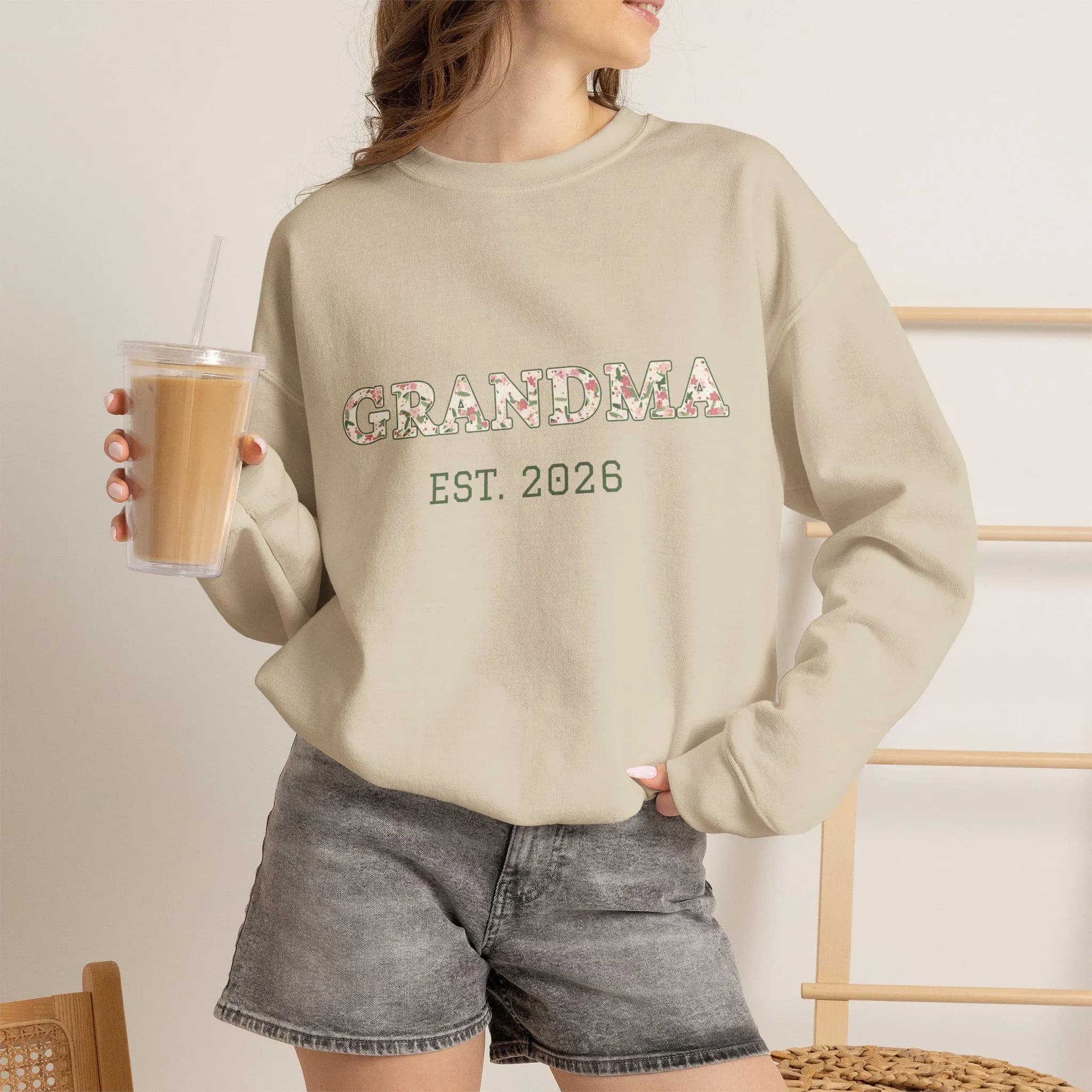 Personalized Floral Grandma Sweatshirt with Grandkids Names on Sleeve, Custom Grandma Crewneck - image 5