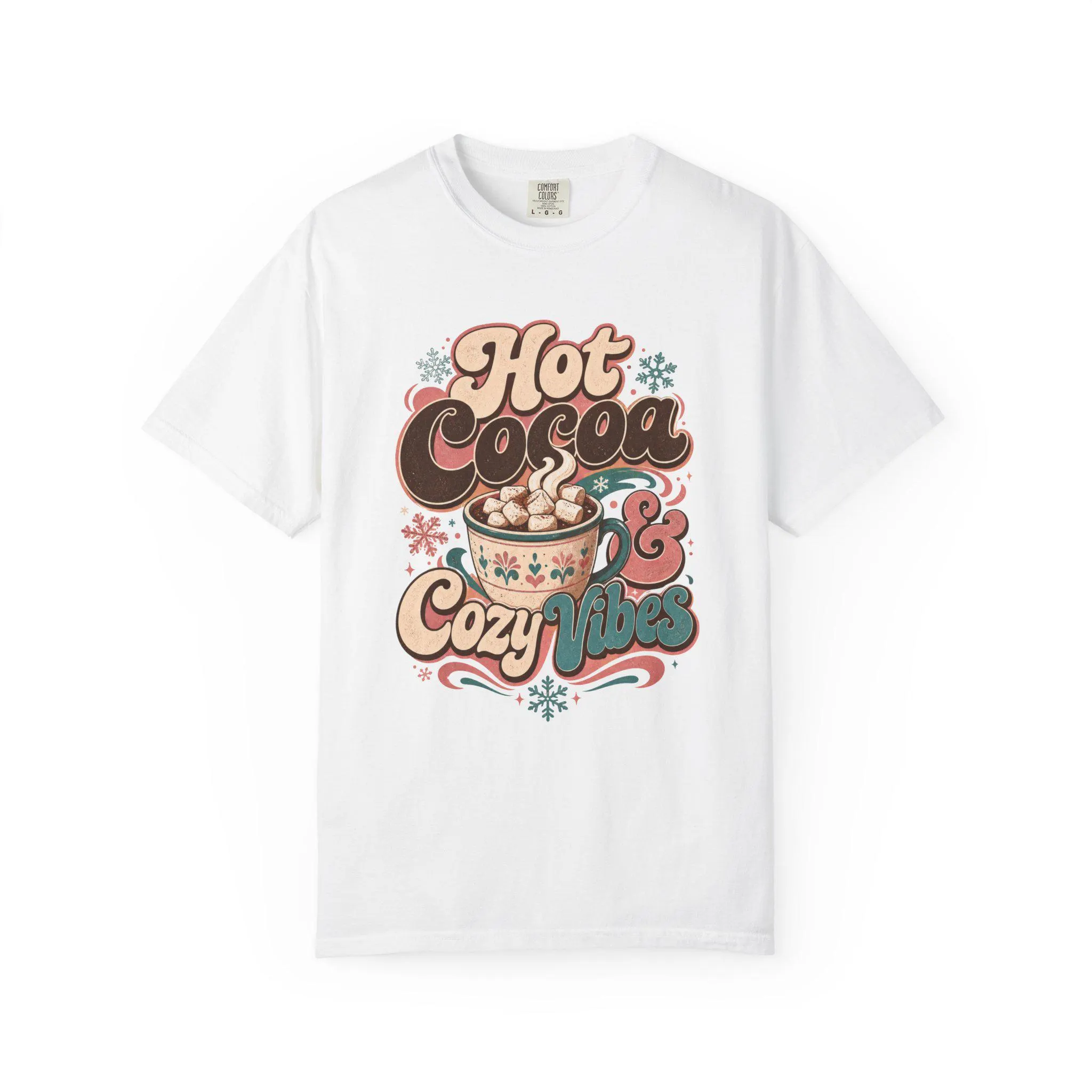 Retro Hot Cocoa Mug T-Shirt, Cozy Winter Holiday Tee, Comfort Colors 1717 (Garment-Dyed) - image 3