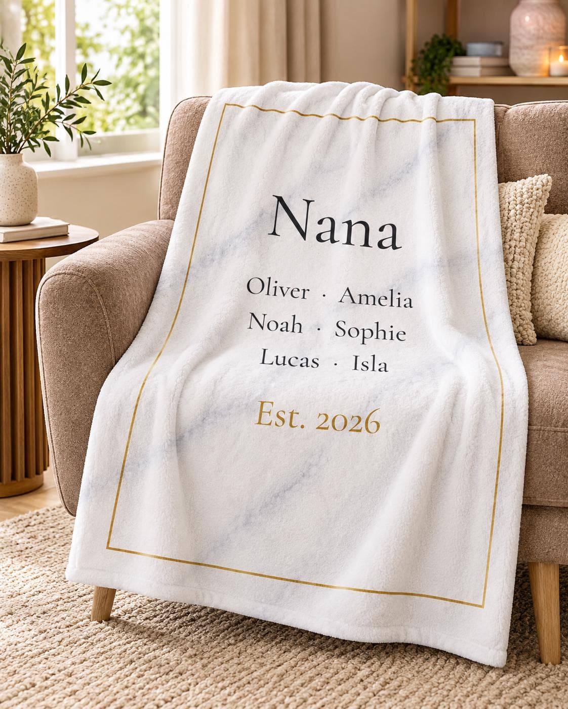 Personalized Nana Blanket with Grandkids Names, Custom Fleece Throw, Gift for Nana from Grandchildren, Christmas Gift - image 3