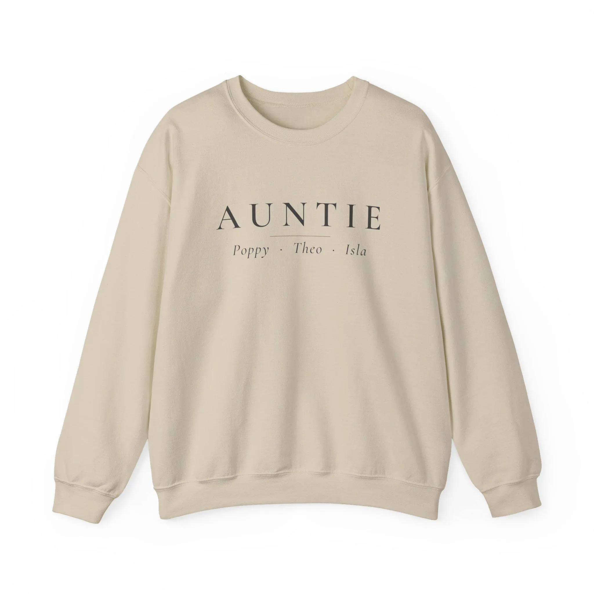Personalized Auntie Sweatshirt with Niece Nephew Names, Custom Aunt Gift, Minimalist Aunt Crewneck Sweater - image 3