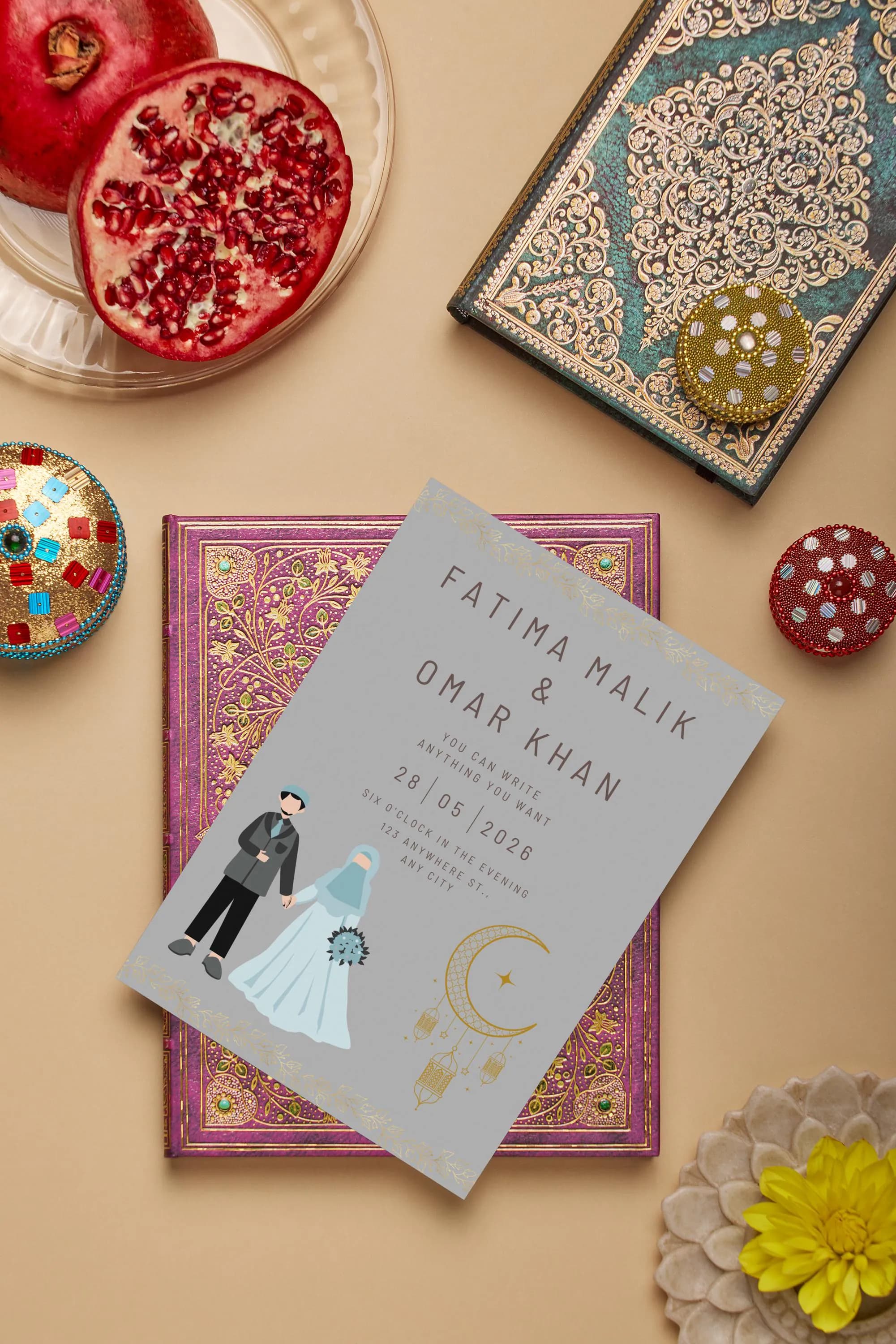 Muslim Wedding Invitation | Islamic Nikah Invite | Minimal Modern Wedding Card | Instant Download | Canva Editable