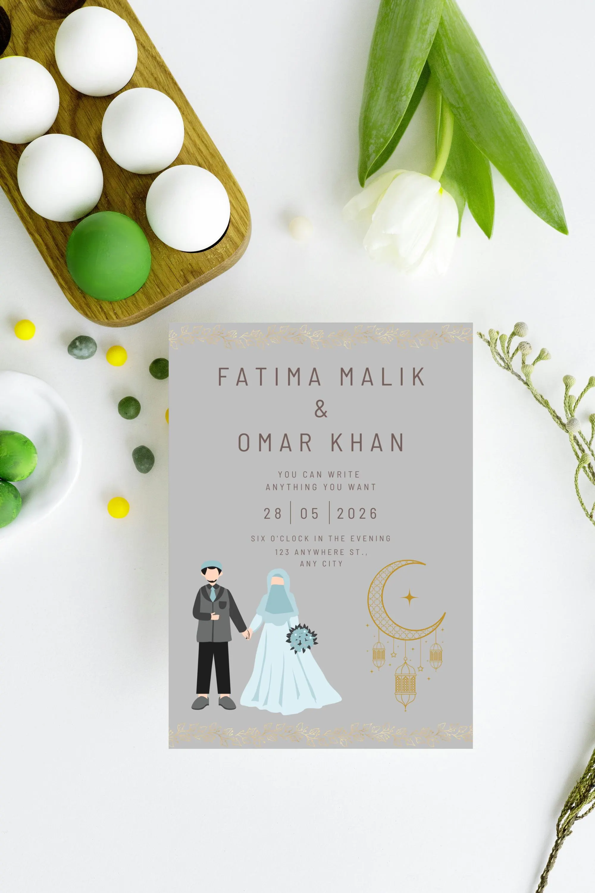 Muslim Wedding Invitation | Islamic Nikah Invite | Minimal Modern Wedding Card | Instant Download | Canva Editable - image 5