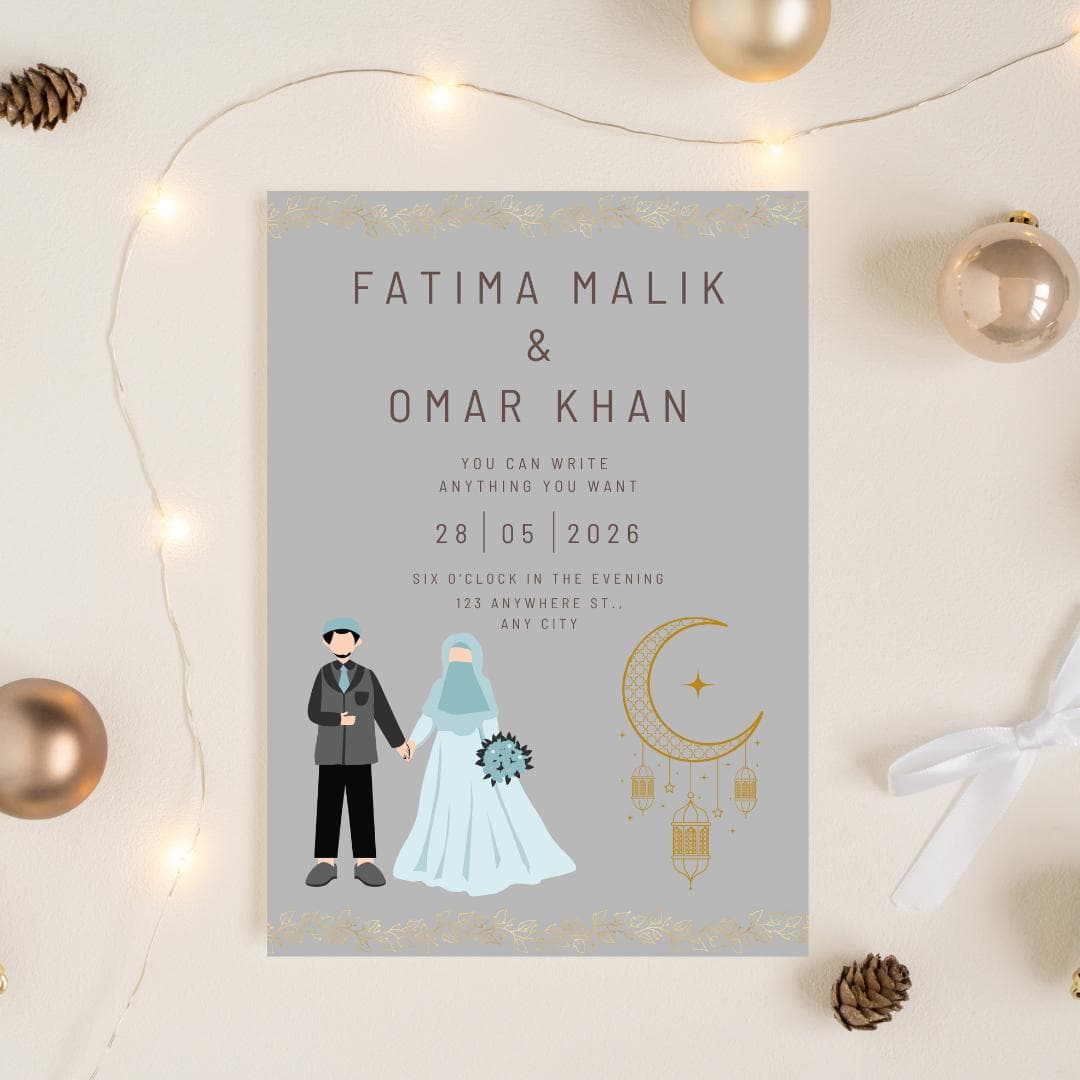 Muslim Wedding Invitation | Islamic Nikah Invite | Minimal Modern Wedding Card | Instant Download | Canva Editable - image 3