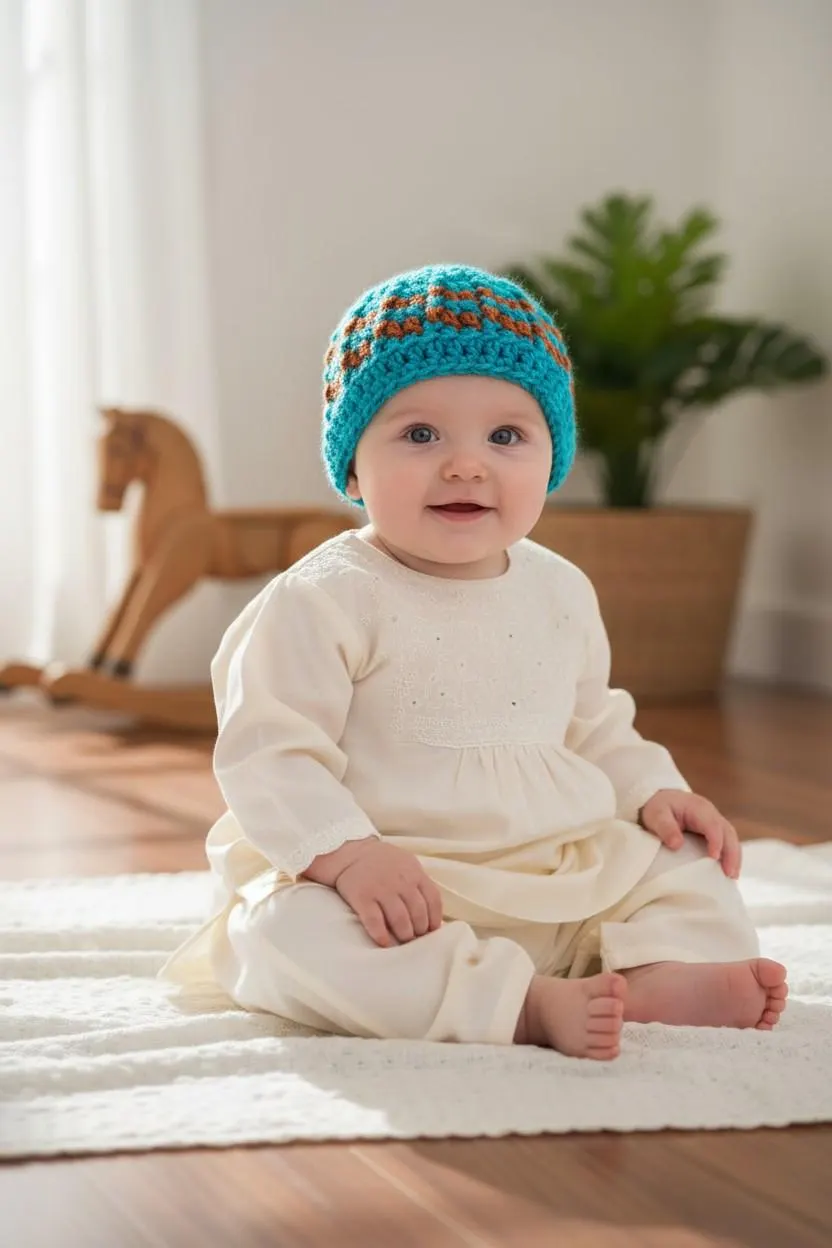 Crochet Beanie Pattern PDF, 0-3 month Baby prayer cap, Newborn Handmade hat Instant download - image 5