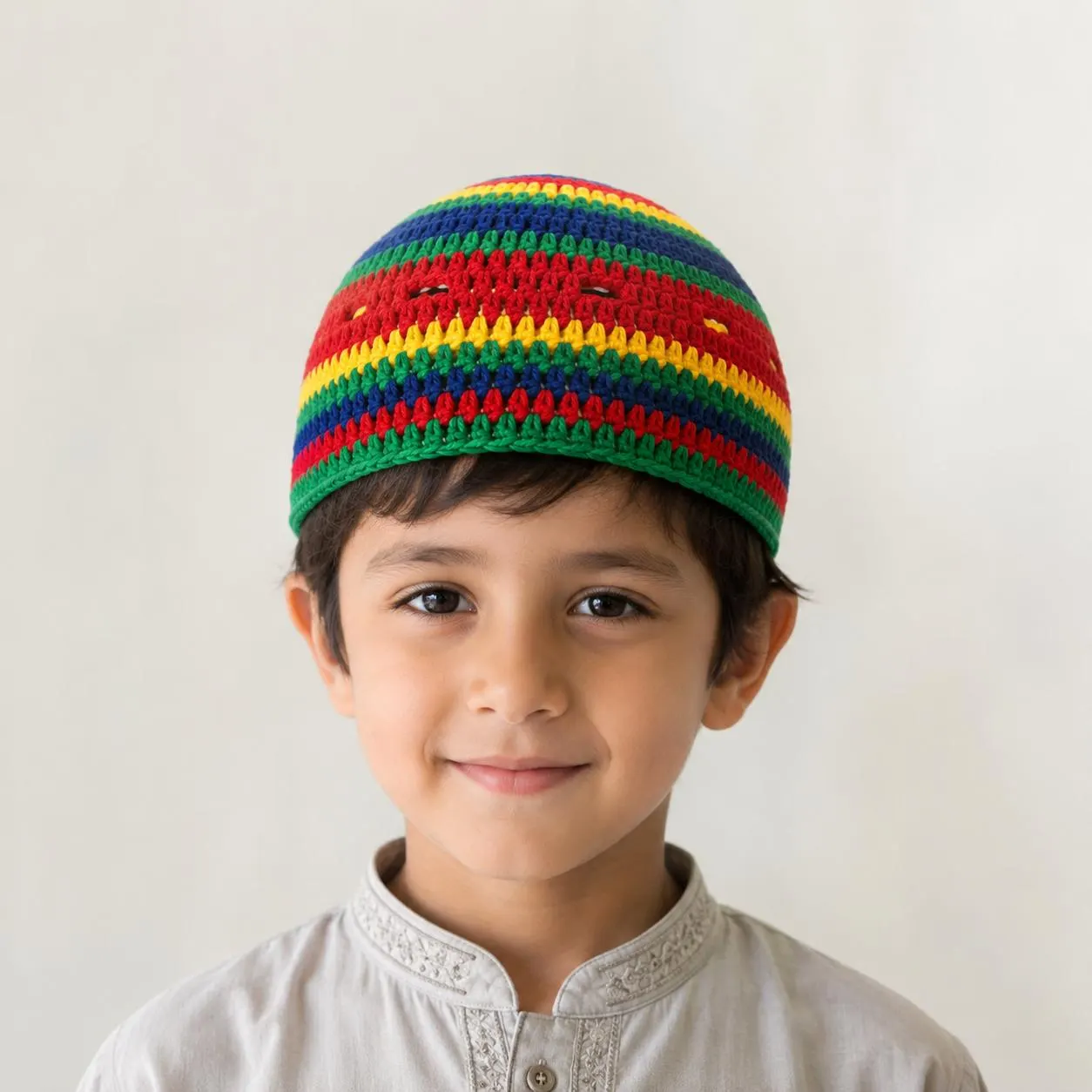 Kids Crochet Prayer Cap Pattern, Colorful Kufi Skull Hat for Beginner (PDF Download)