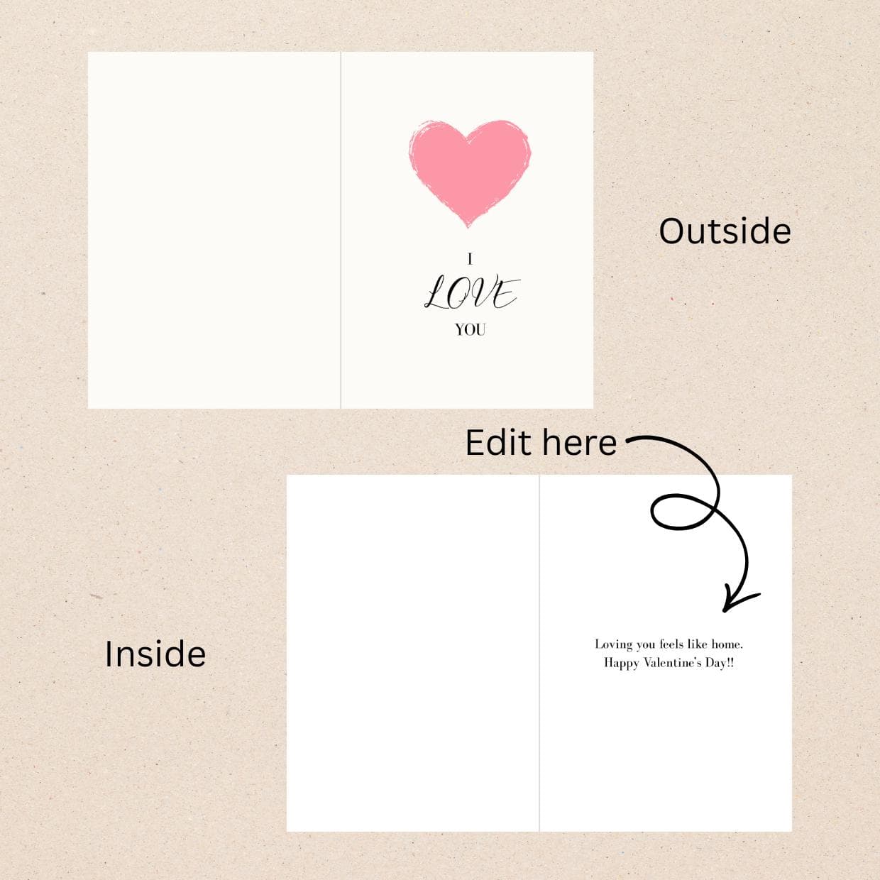 Editable I Love You Valentines Day Card Minimal Romantic Heart Canva Template Gift Greeting - image 3