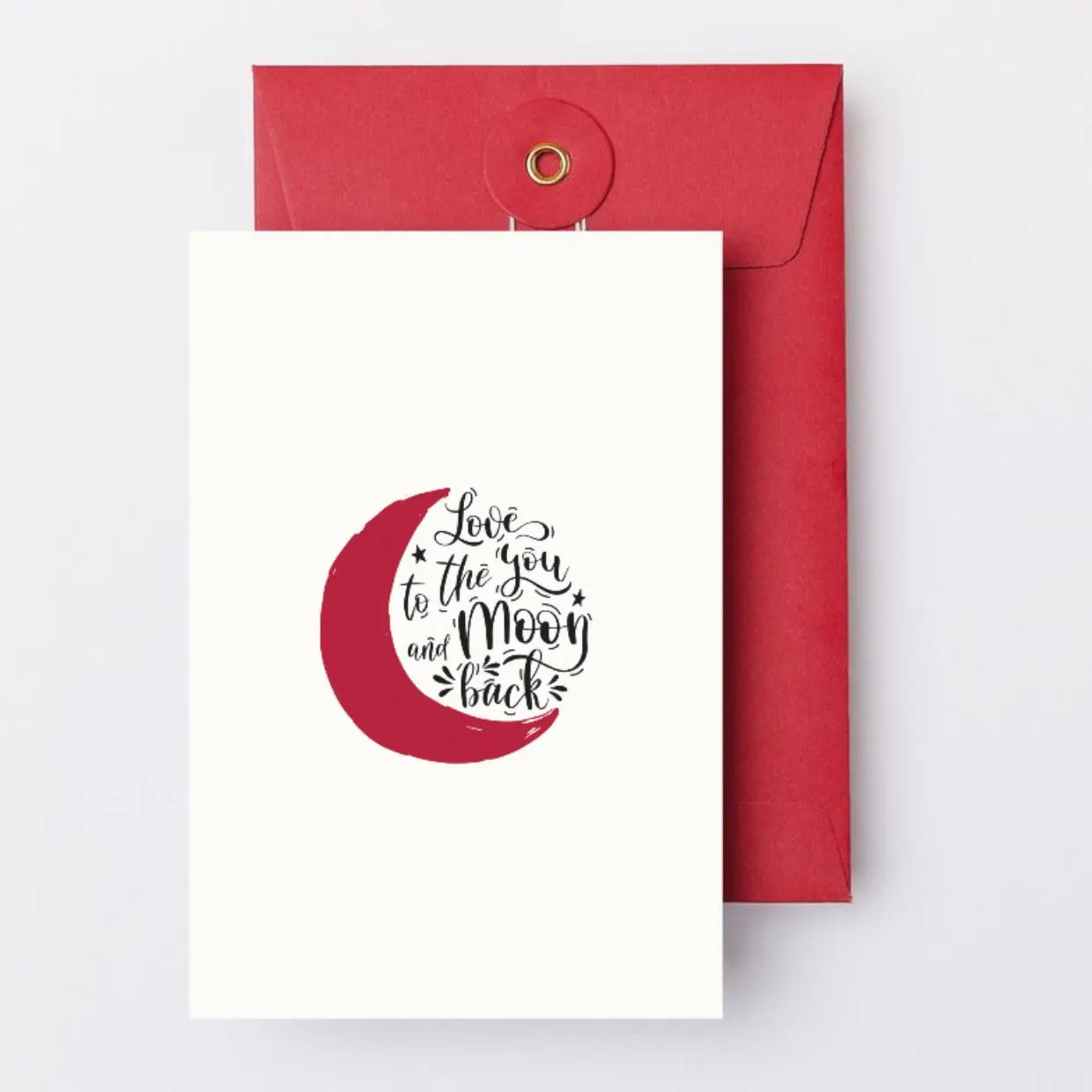 Editable Love You To The Moon And Back Valentines Day Card Template Aesthetic Celestial Red Greeting For Him Her Anniversary