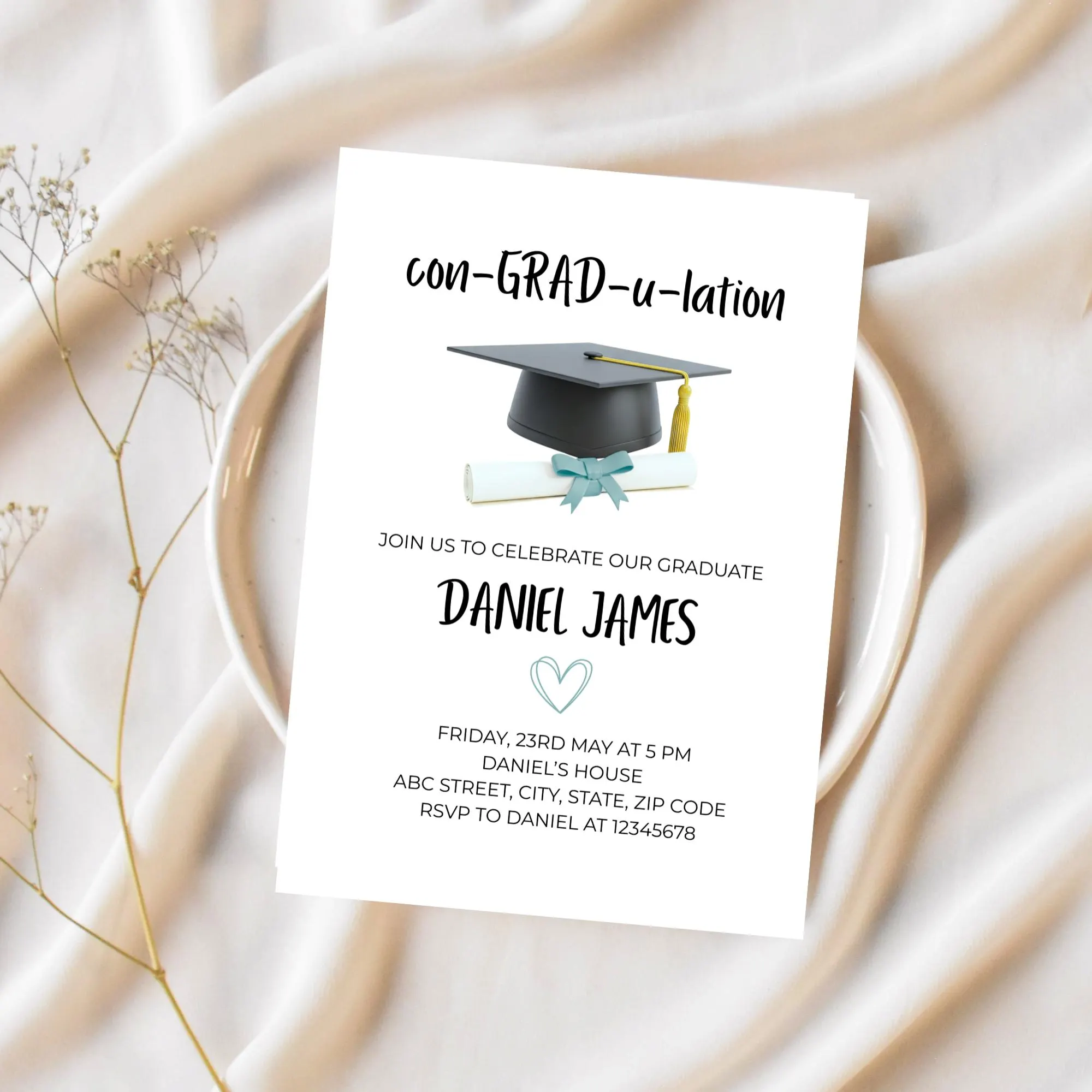 Boys Graduation Invitation Editable Graduation Party Invite ConGRADulation Senior Celebration College High School Custom Template - image 3
