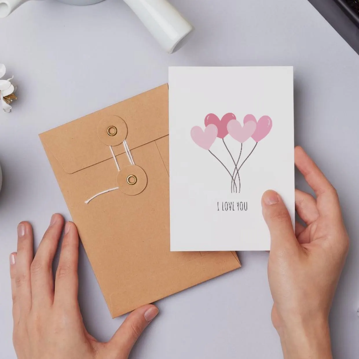Editable I Love You Valentines Day Card Template Heart Balloons Aesthetic Greeting For Him Her Boyfriend Custom Anniversary Simple Pink Art