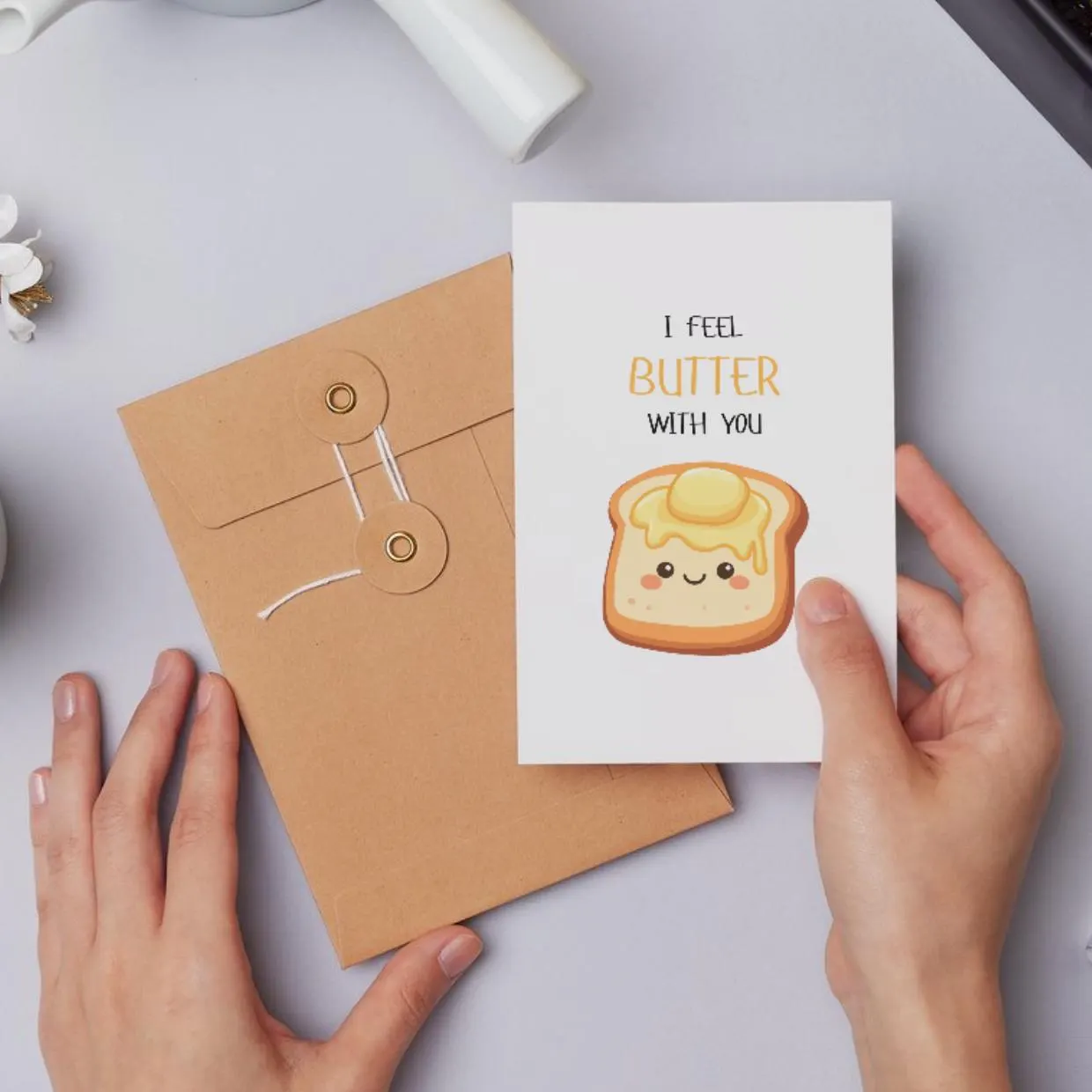 Editable I Feel Butter With You Valentines Day Card Template Funny Food Pun Greeting For Him Her Boyfriend Girlfriend Cute Toast Anniversary