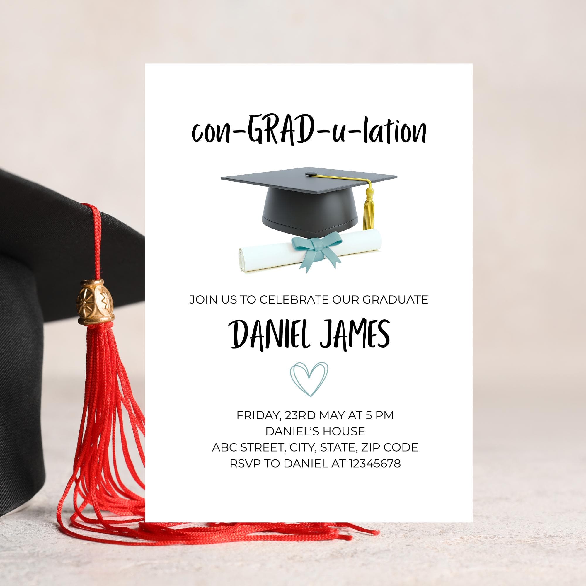 Boys Graduation Invitation Editable Graduation Party Invite ConGRADulation Senior Celebration College High School Custom Template - image 5