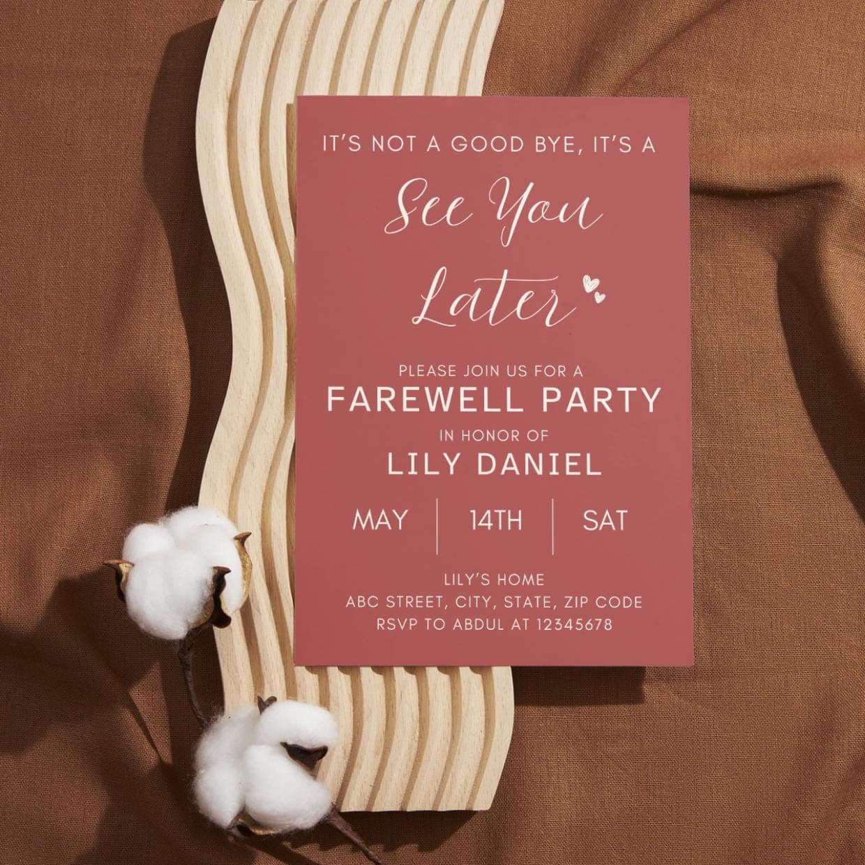 Editable Farewell Party Invitation Goodbye SeeYou Leaving Celebration Modern Elegant Template - image 3