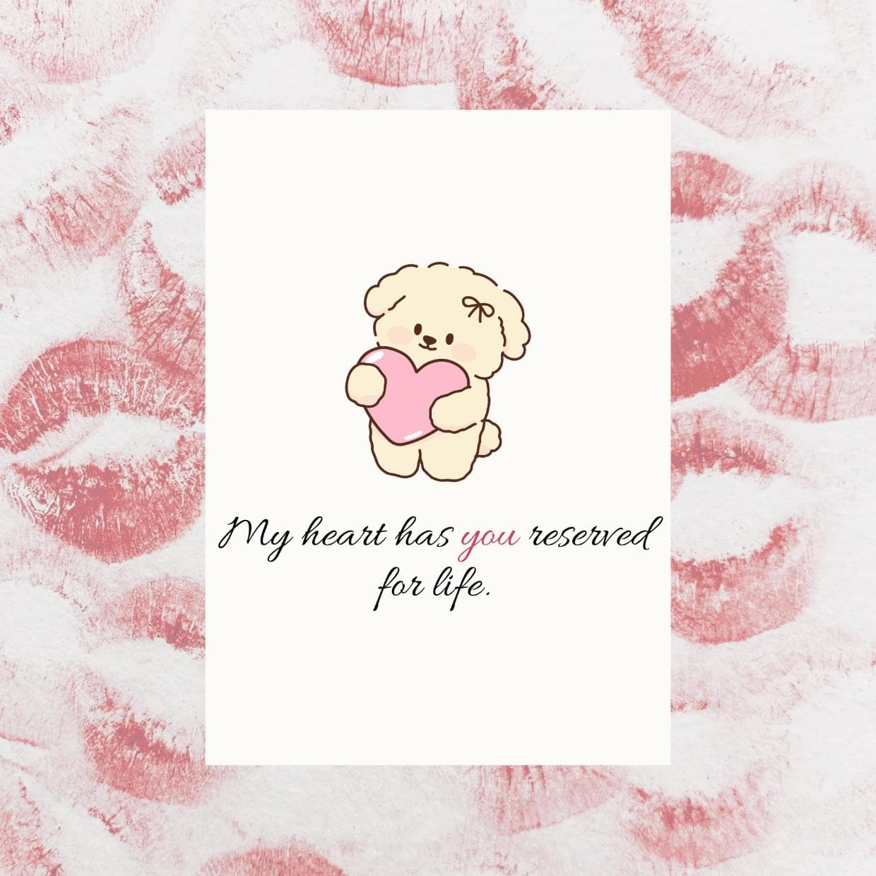 Editable Reserved Heart Valentines Card Cute Bear Love Romantic Canva Template
