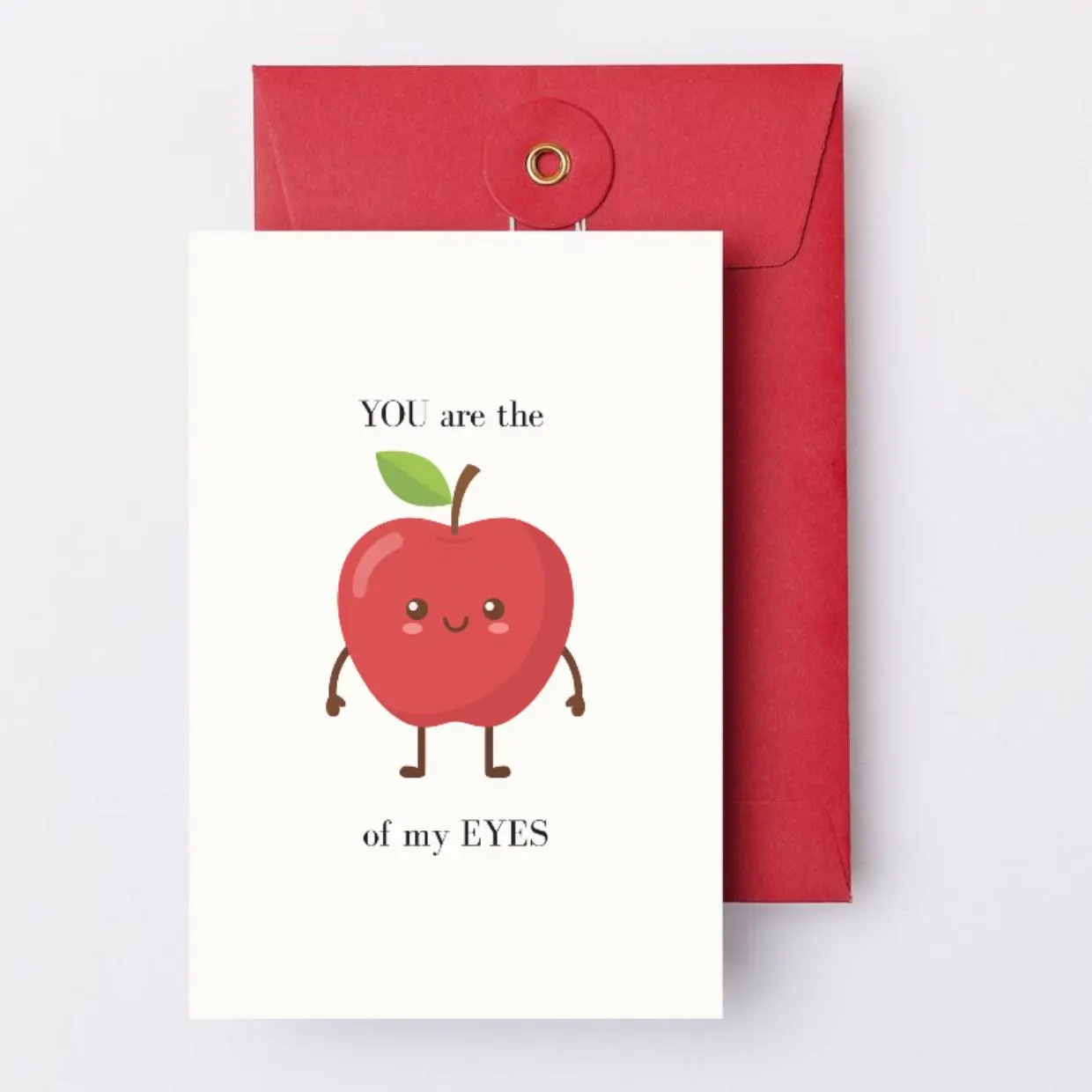 Editable Apple Of My Eye Valentines Day Card Template Funny Fruit Pun Greeting For Him Her Cute Love Note Custom Anniversary Humor Kawaii - image 5