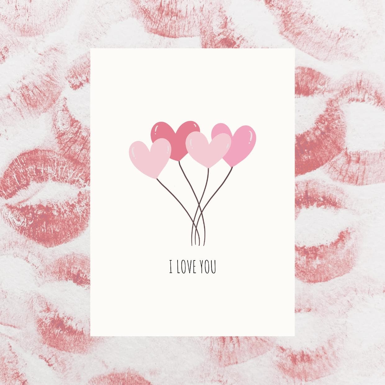 Editable I Love You Valentines Day Card Template Heart Balloons Aesthetic Greeting For Him Her Boyfriend Custom Anniversary Simple Pink Art - image 3