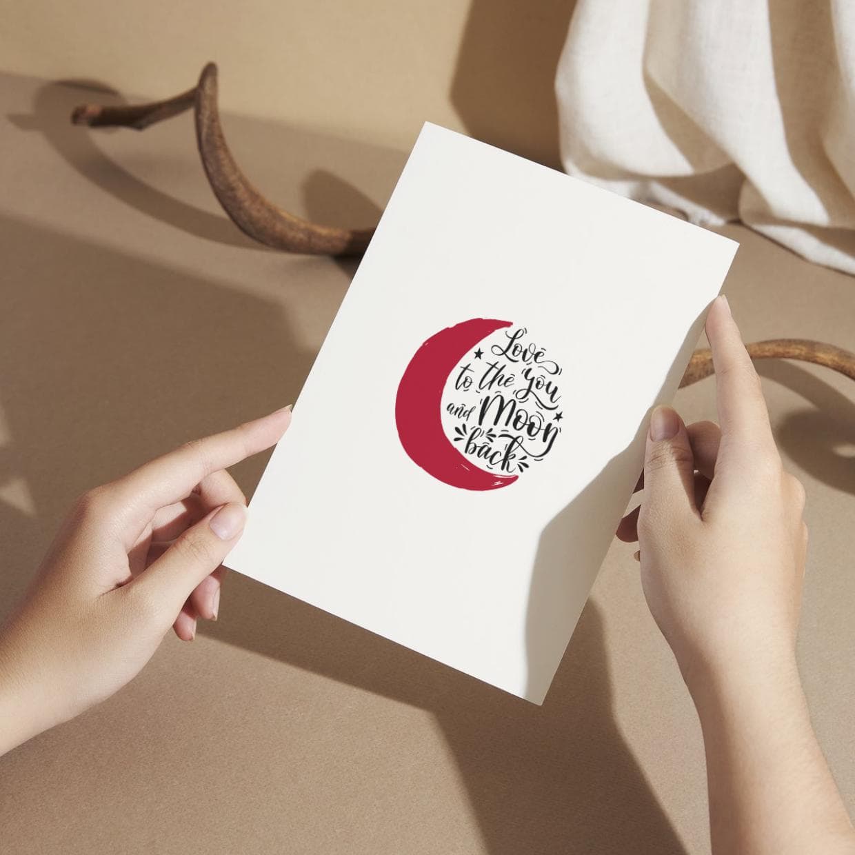 Editable Love You To The Moon And Back Valentines Day Card Template Aesthetic Celestial Red Greeting For Him Her Anniversary - image 5