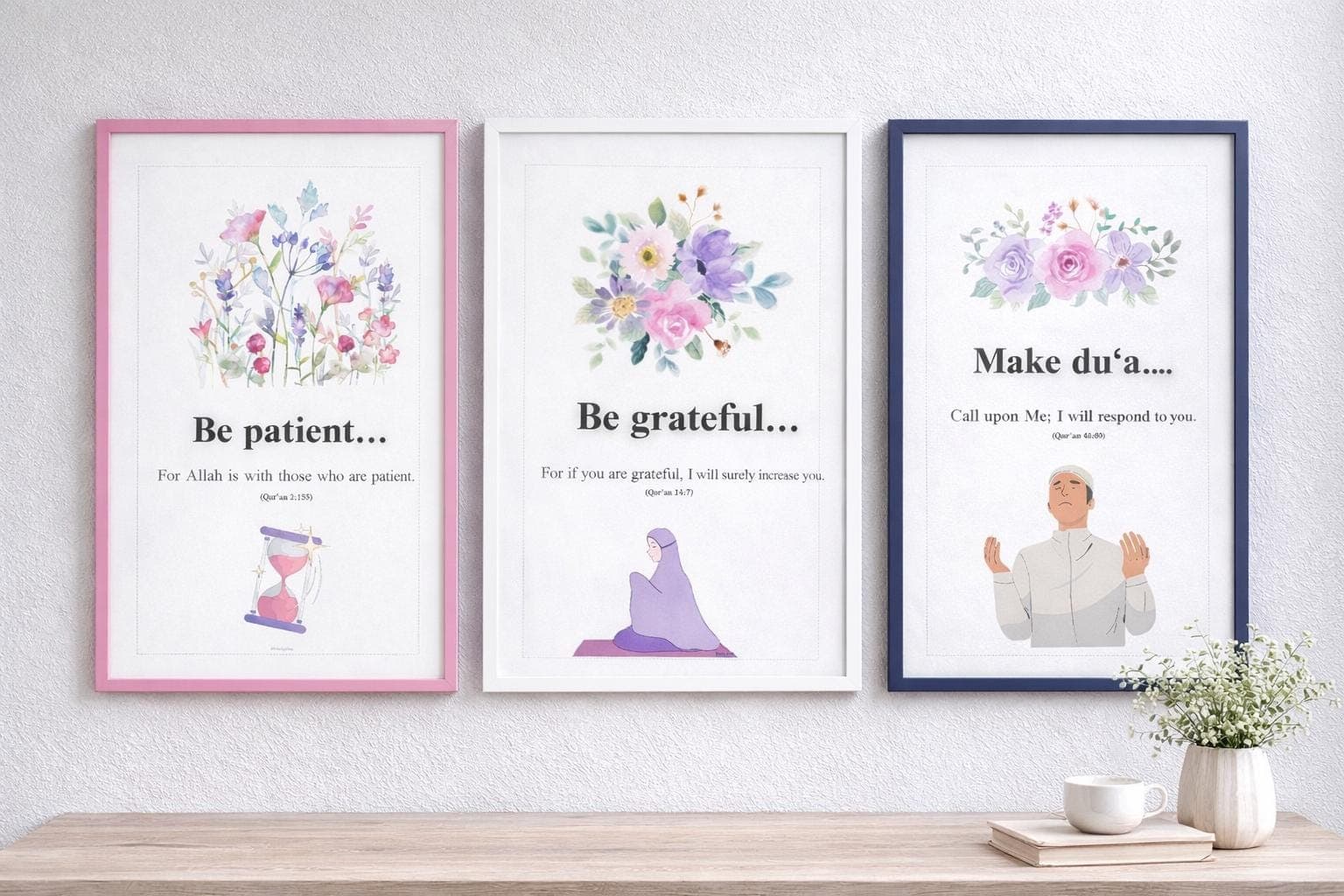 Be Patient Be Grateful Make Du’a Islamic Wall Art Set of 3 - image 3