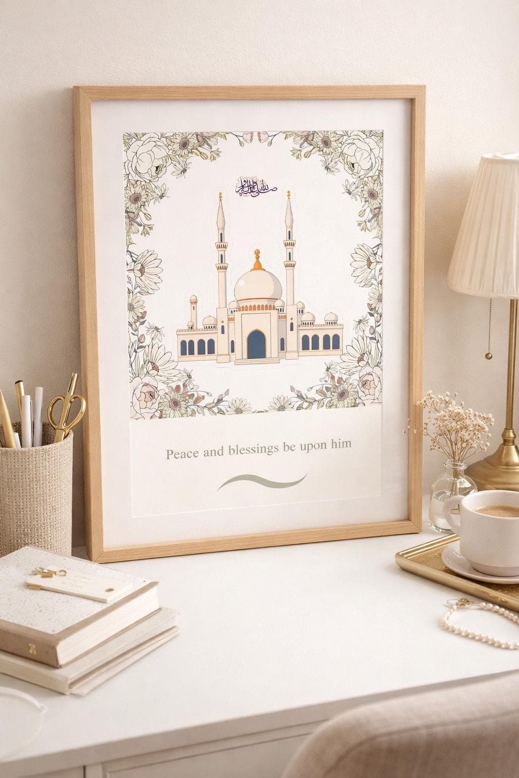Islamic Wall Art Peace and Blessings Floral Mosque Printable A4 - image 3