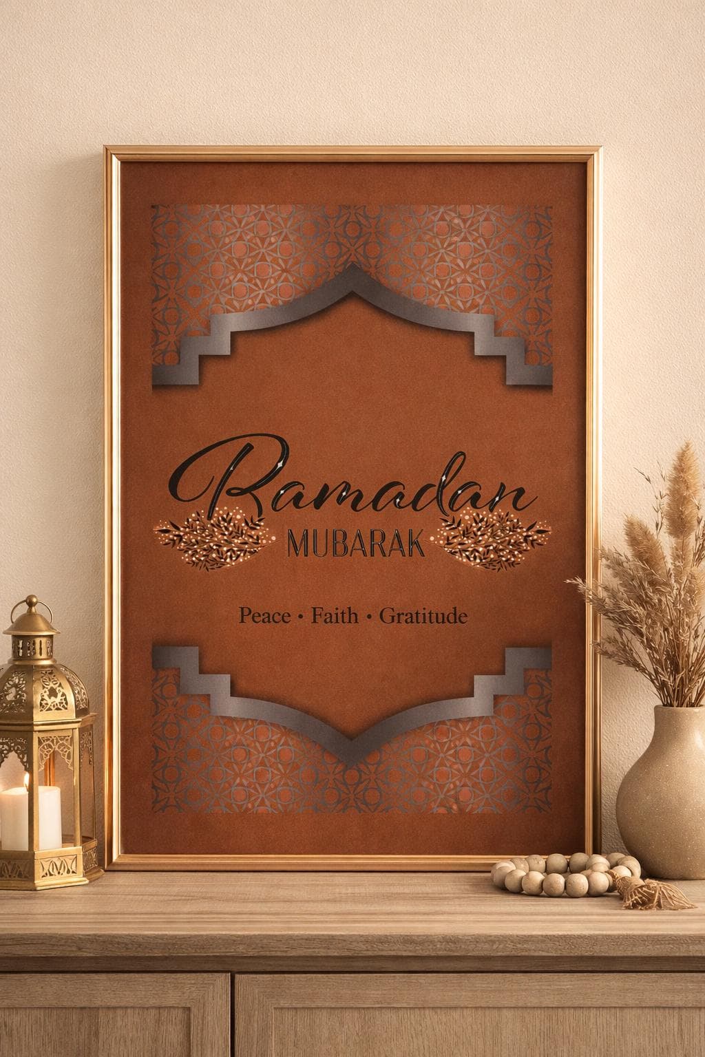 Ramadan Mubarak Wall Art Printable, Islamic Geometric Decor, Muslim Home Art, Digital Download A4 - image 5