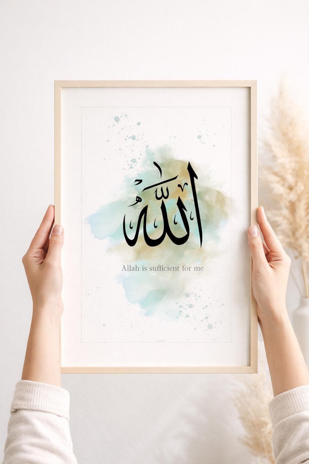 Allah Calligraphy Printable Wall Art, Allah Is Sufficient For Me, Islamic Watercolor Decor - image 4