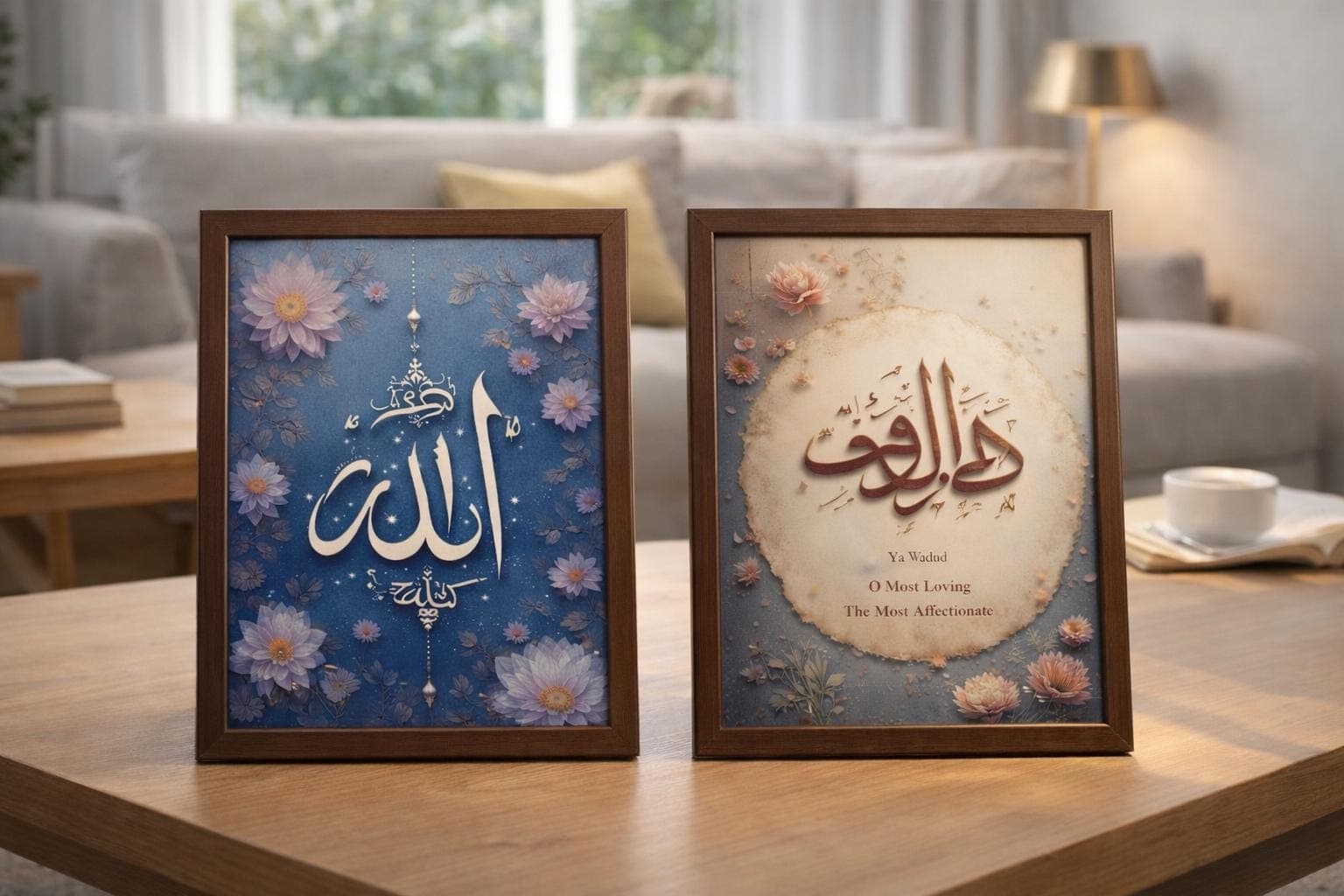 Allah & Ya Wadud Islamic Wall Art Set – Floral Arabic Calligraphy A4 Printable | Muslim Home Decor | Digital Download - image 3