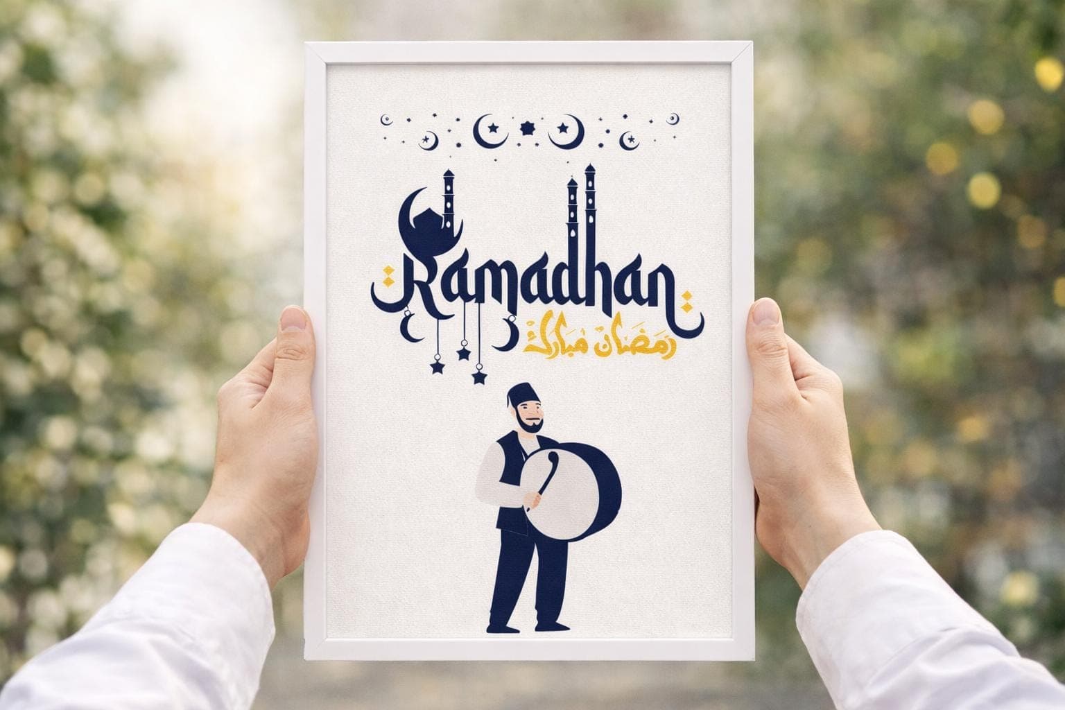 Ramadan Mubarak Wall Art Printable, Islamic Ramadan Decor, Drummer Illustration - image 3