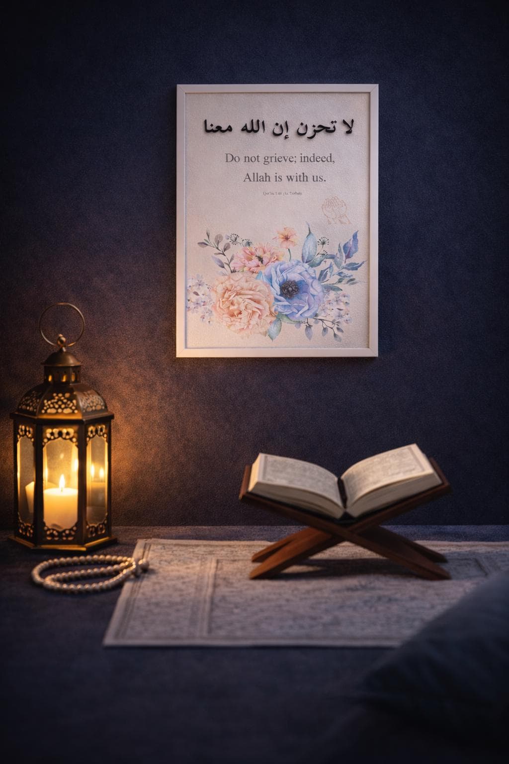 La Tahzen Quran Verse Wall Art Printable, Do Not Grieve, Floral Islamic A4 PDF - image 3