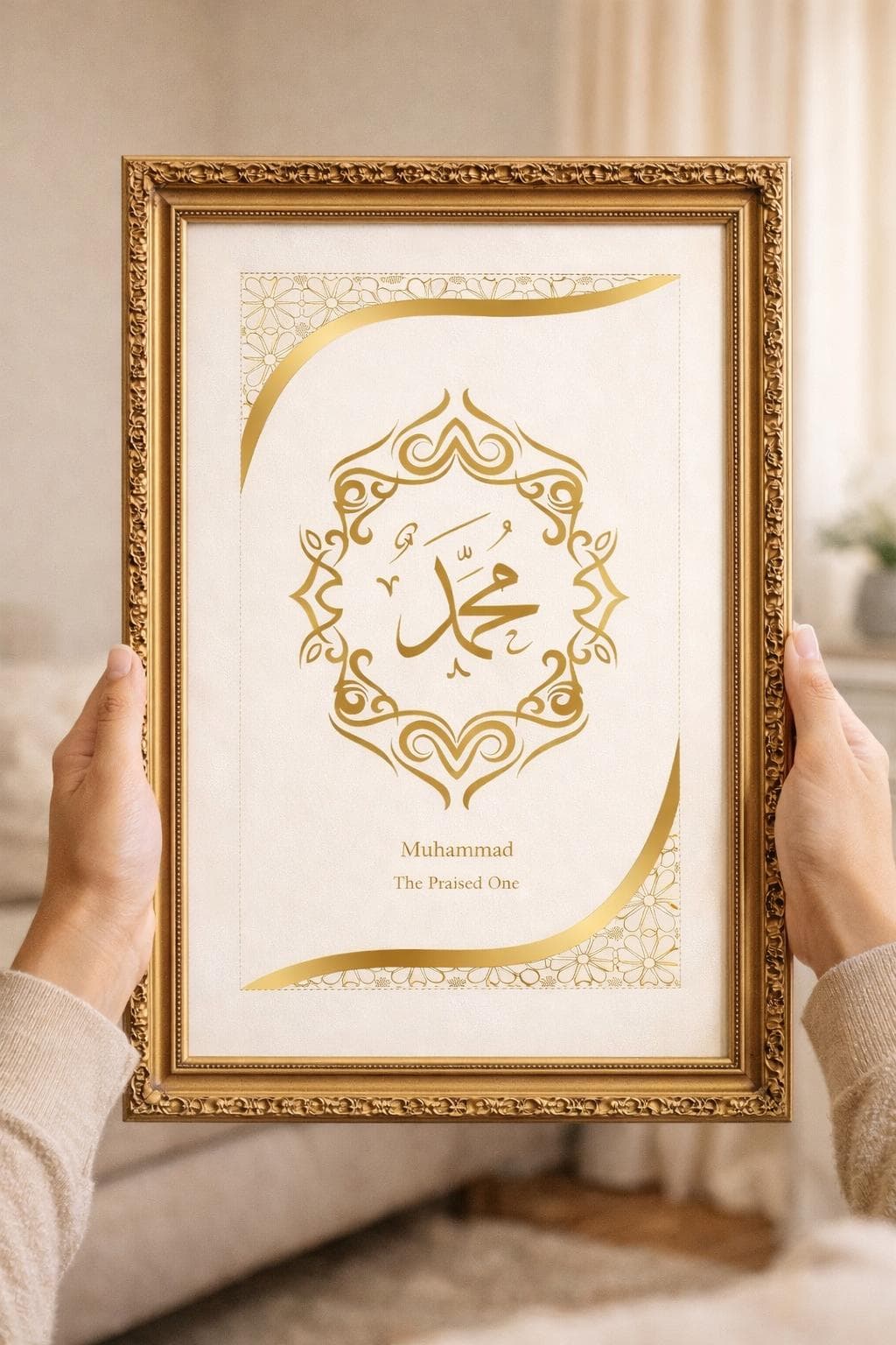 Muhammad Islamic Wall Art Printable, Gold Arabic Calligraphy, Prophet Muhammad Name, Muslim Home Decor, Digital Download - image 4