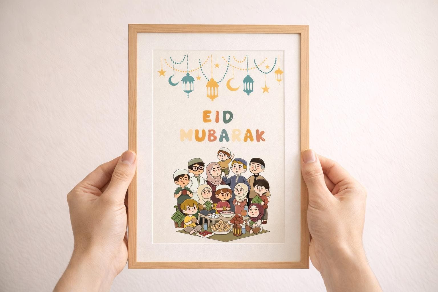 Eid Mubarak Family Wall Art Printable, Islamic Kids Decor, A4 Digital Download - image 3