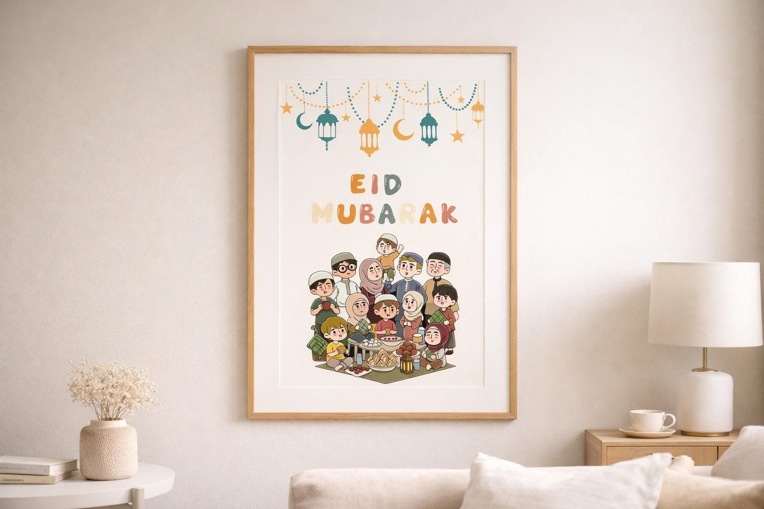 Eid Mubarak Family Wall Art Printable, Islamic Kids Decor, A4 Digital Download - image 4