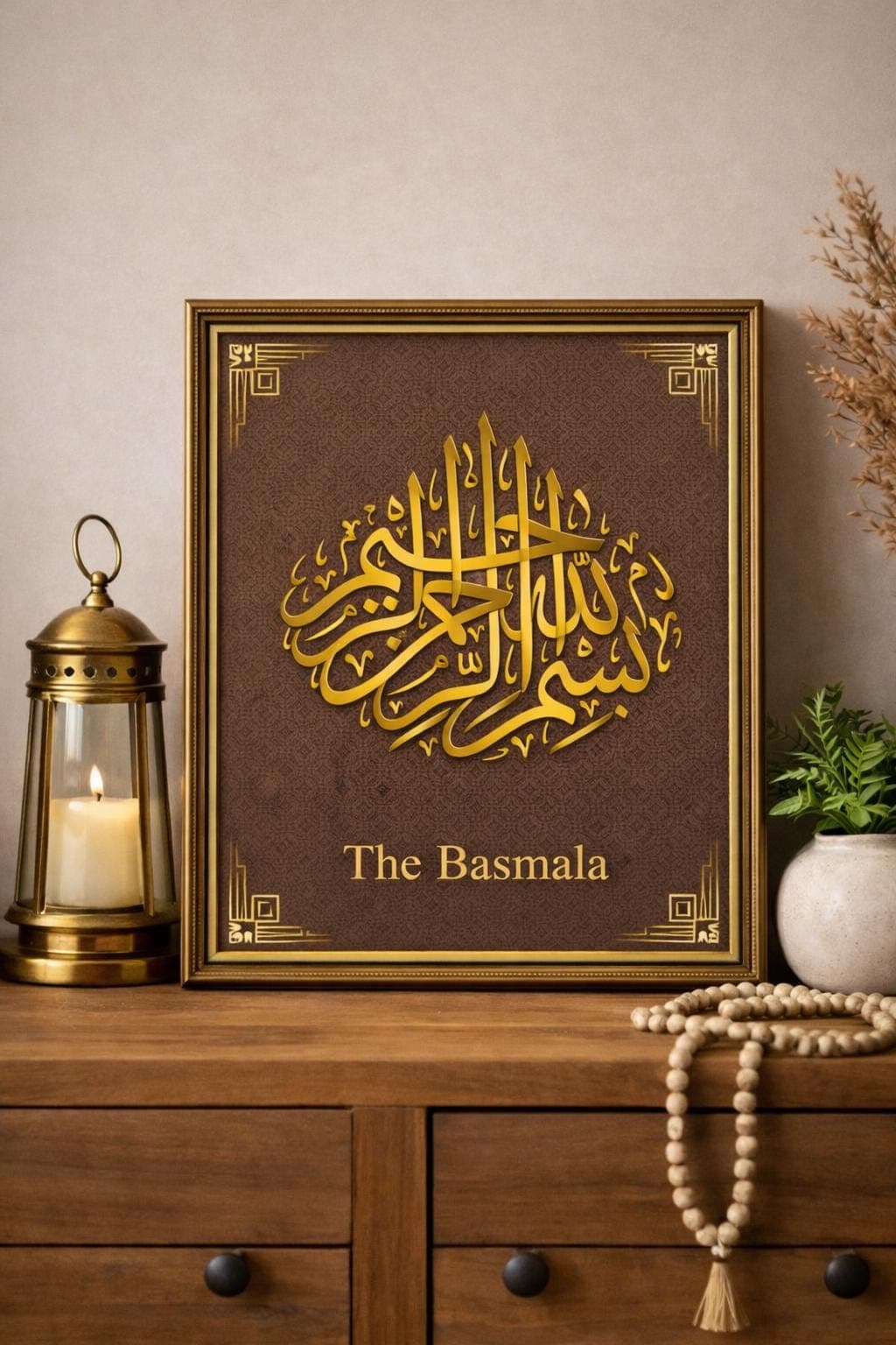 Bismillah Islamic Wall Art Printable, Gold Arabic Calligraphy, Basmala Art, A4 PDF Download - image 4