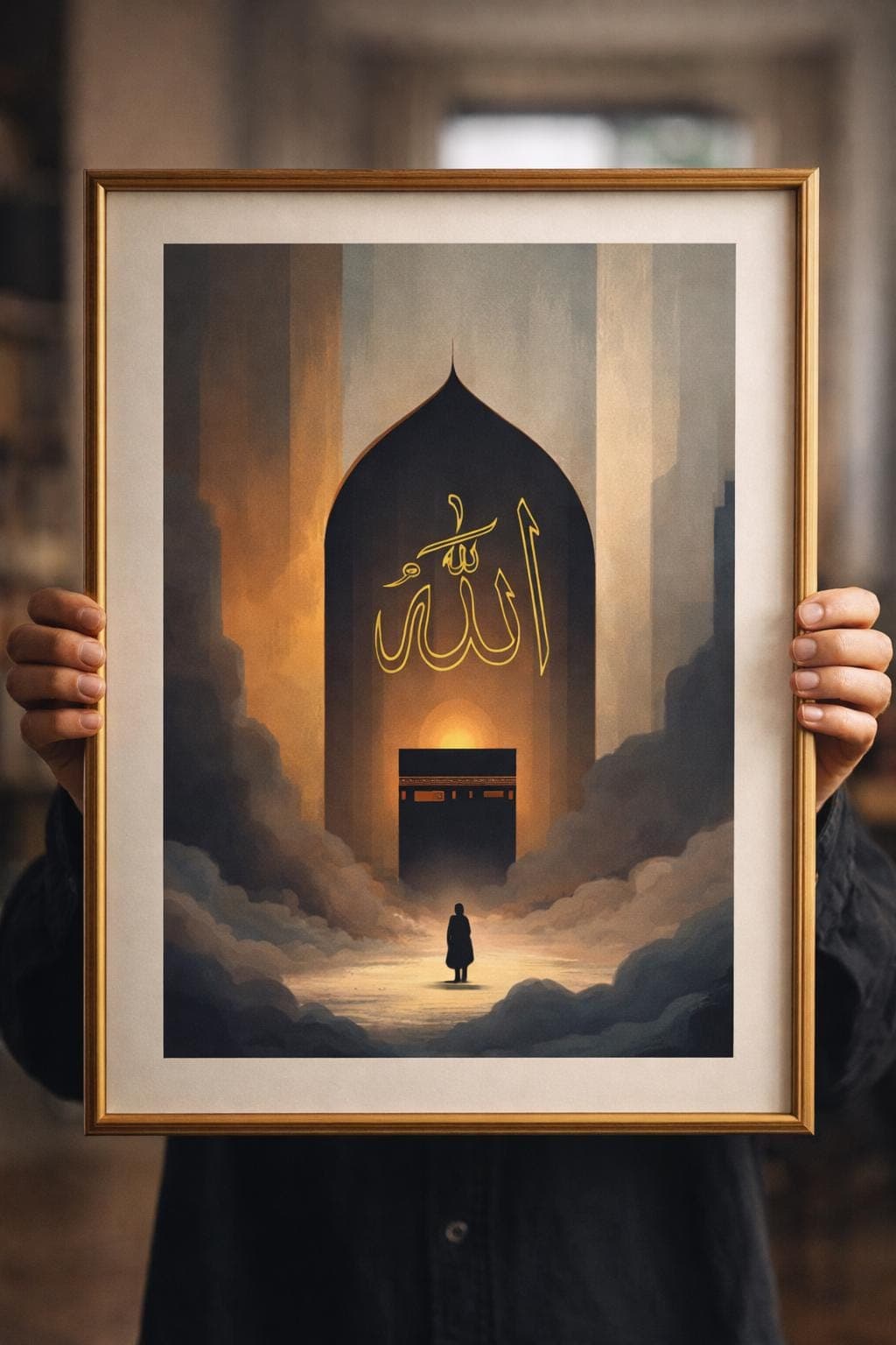 Allah Name Islamic Wall Art, Kaaba Light, Spiritual Muslim Home Decor Print - image 5